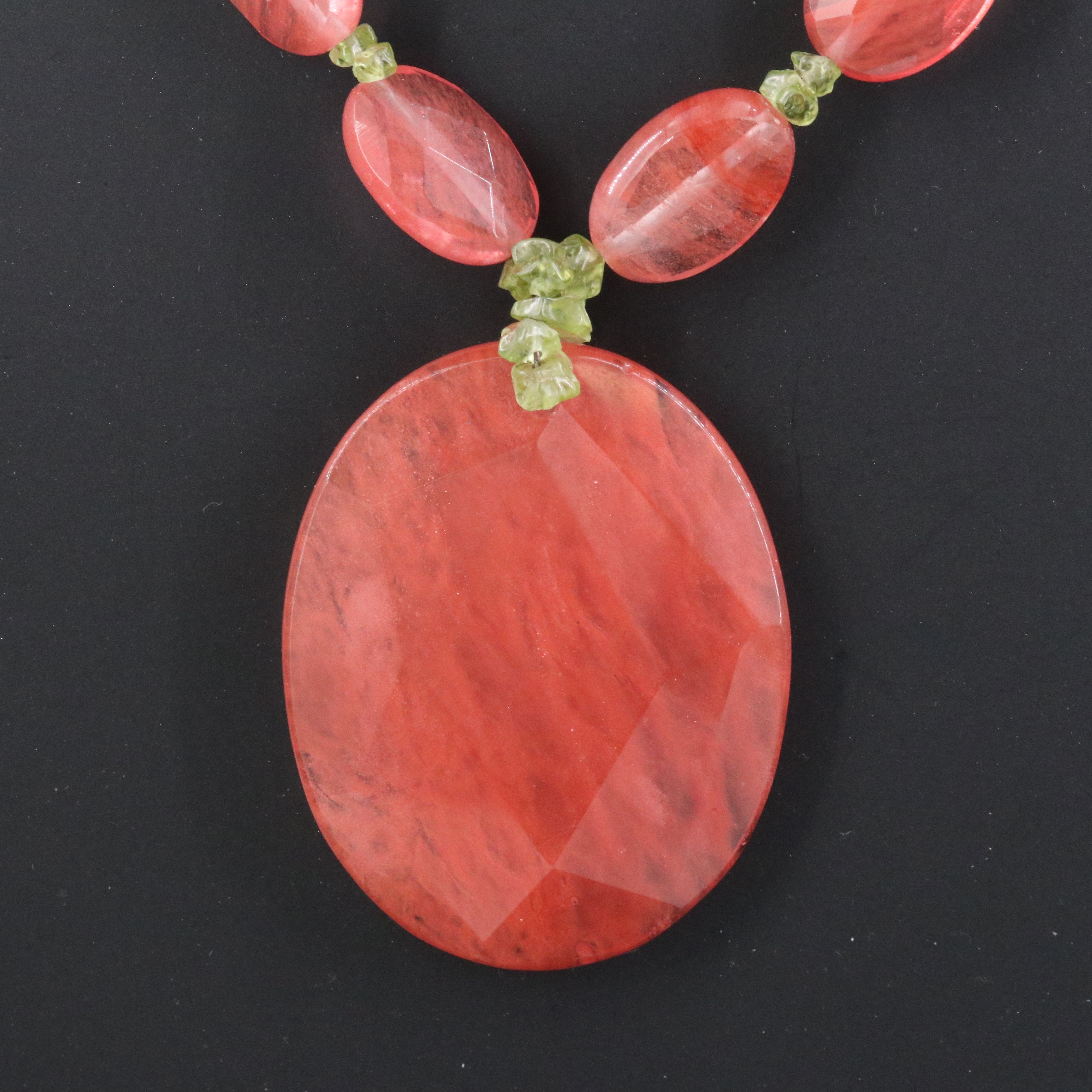 Sterling Glass and Peridot Necklace