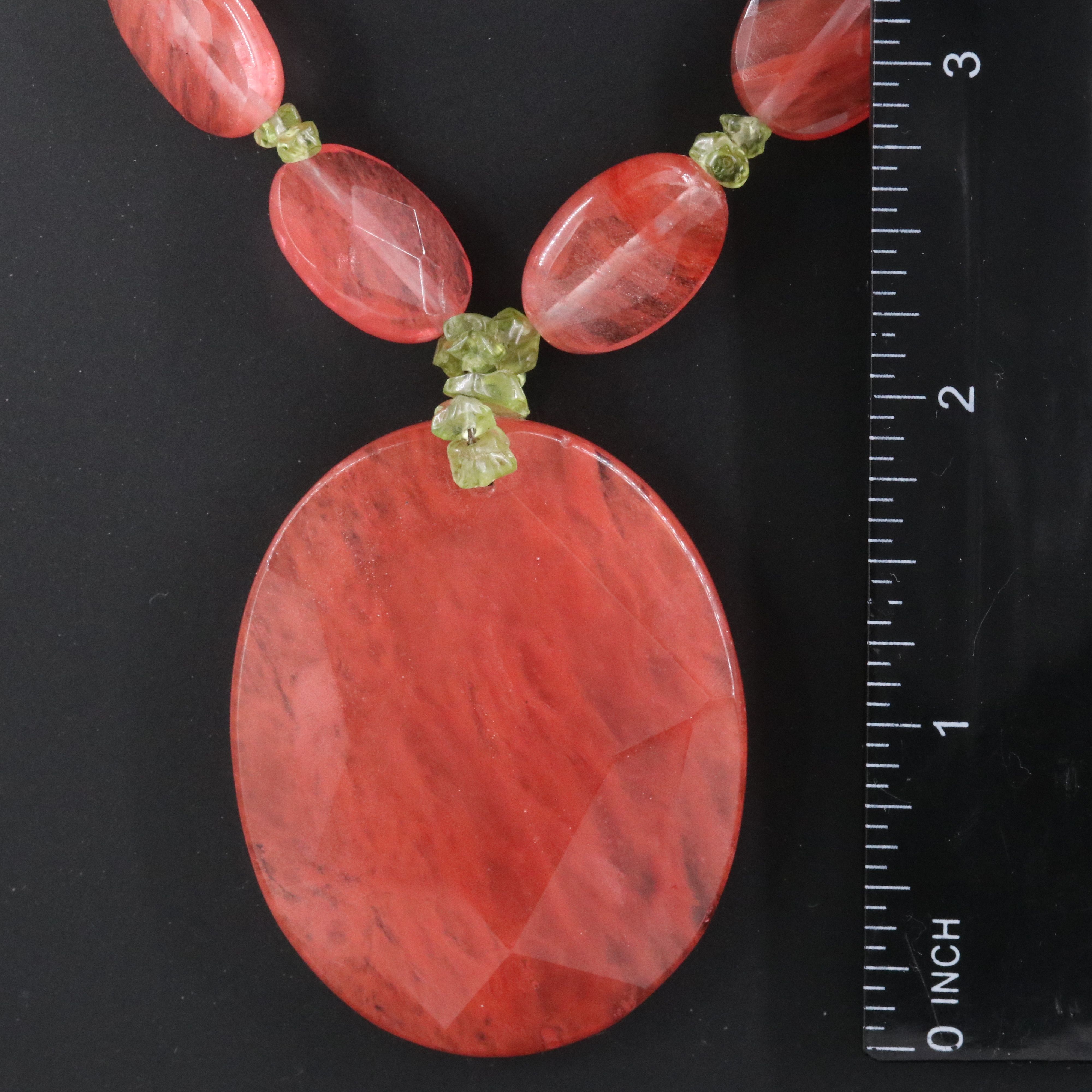 Sterling Glass and Peridot Necklace