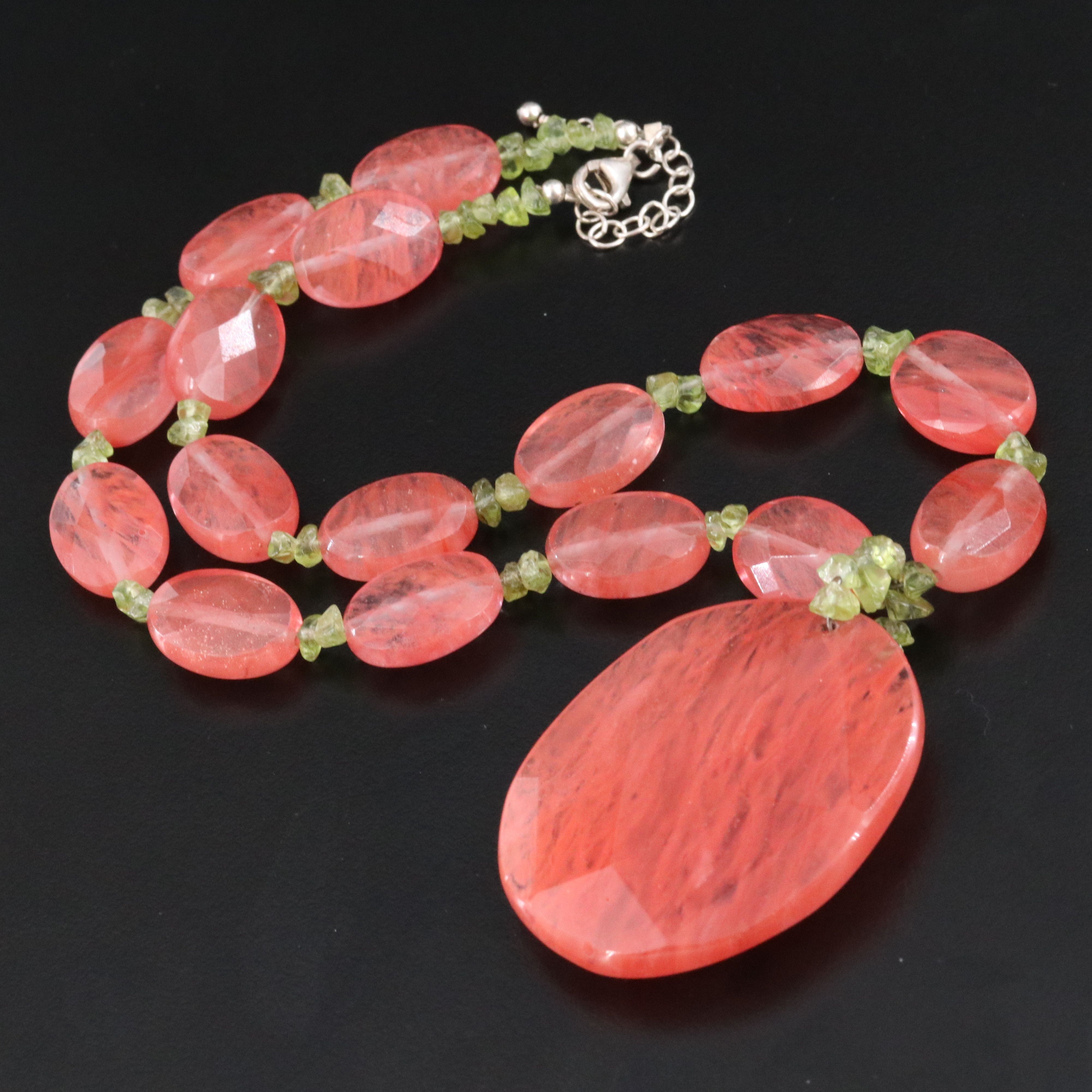 Sterling Glass and Peridot Necklace