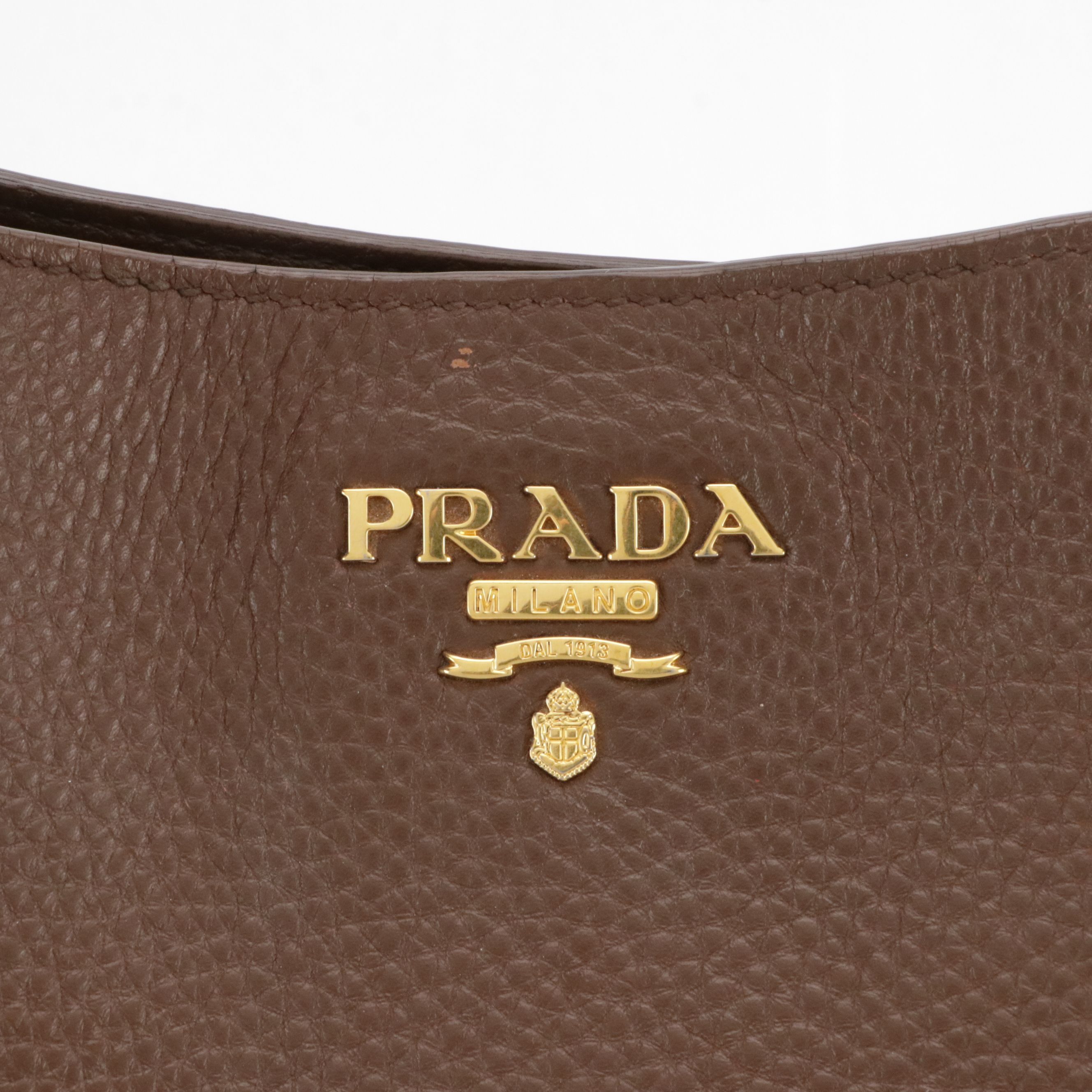 Prada Side Pocket Tote in Brown Vitello Daino Grained Leather