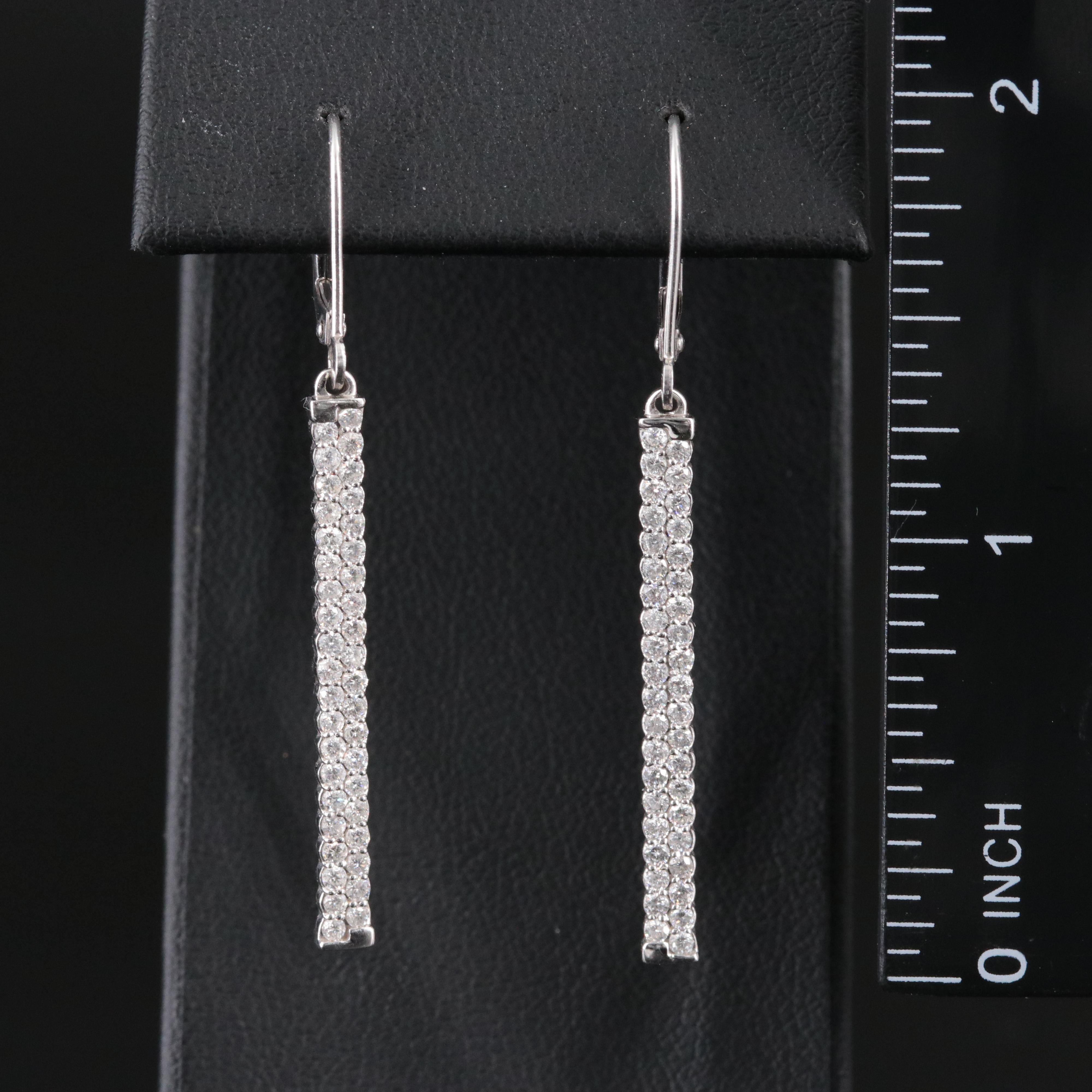 14K 1.00 CTW Diamond Bar Drop Earrings