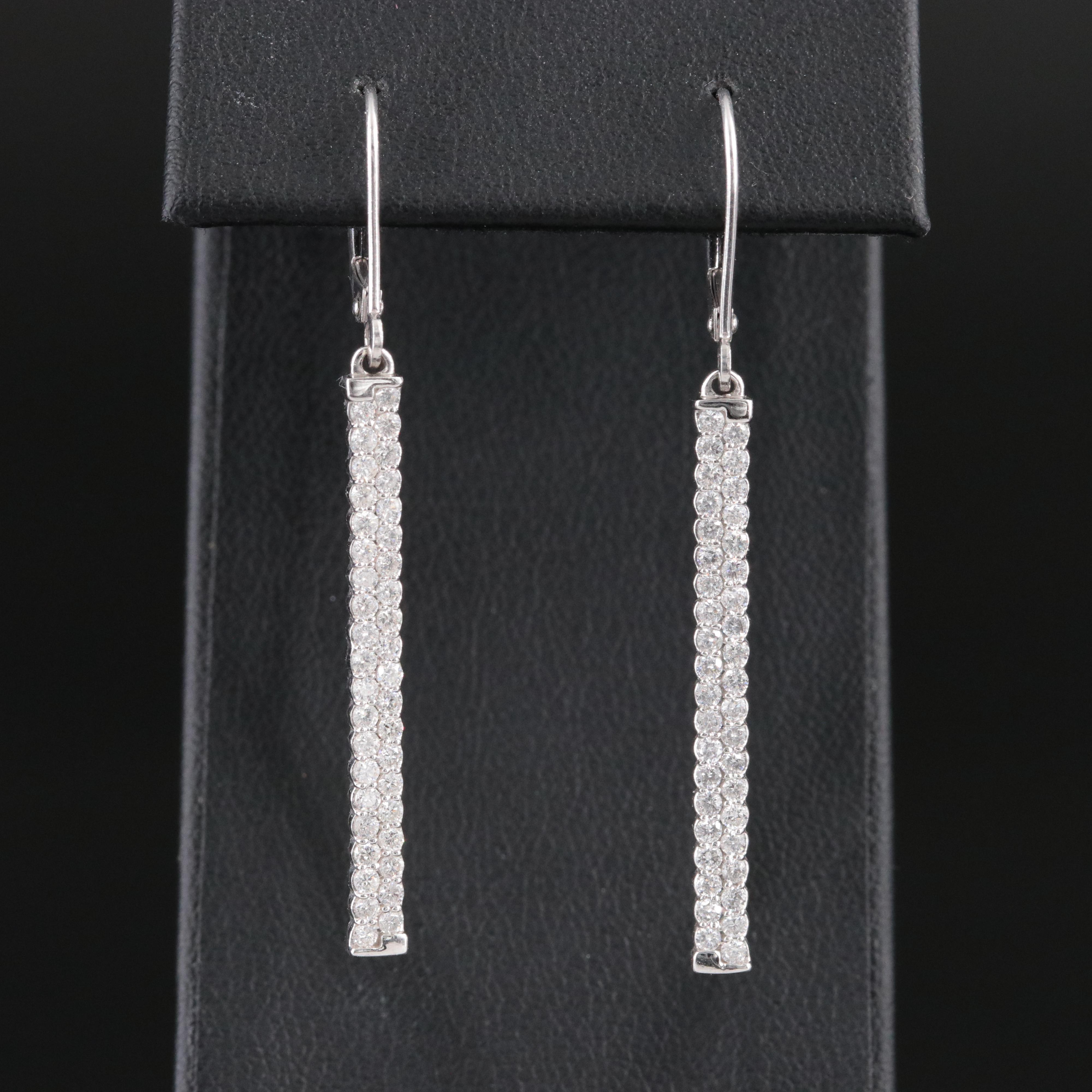 14K 1.00 CTW Diamond Bar Drop Earrings