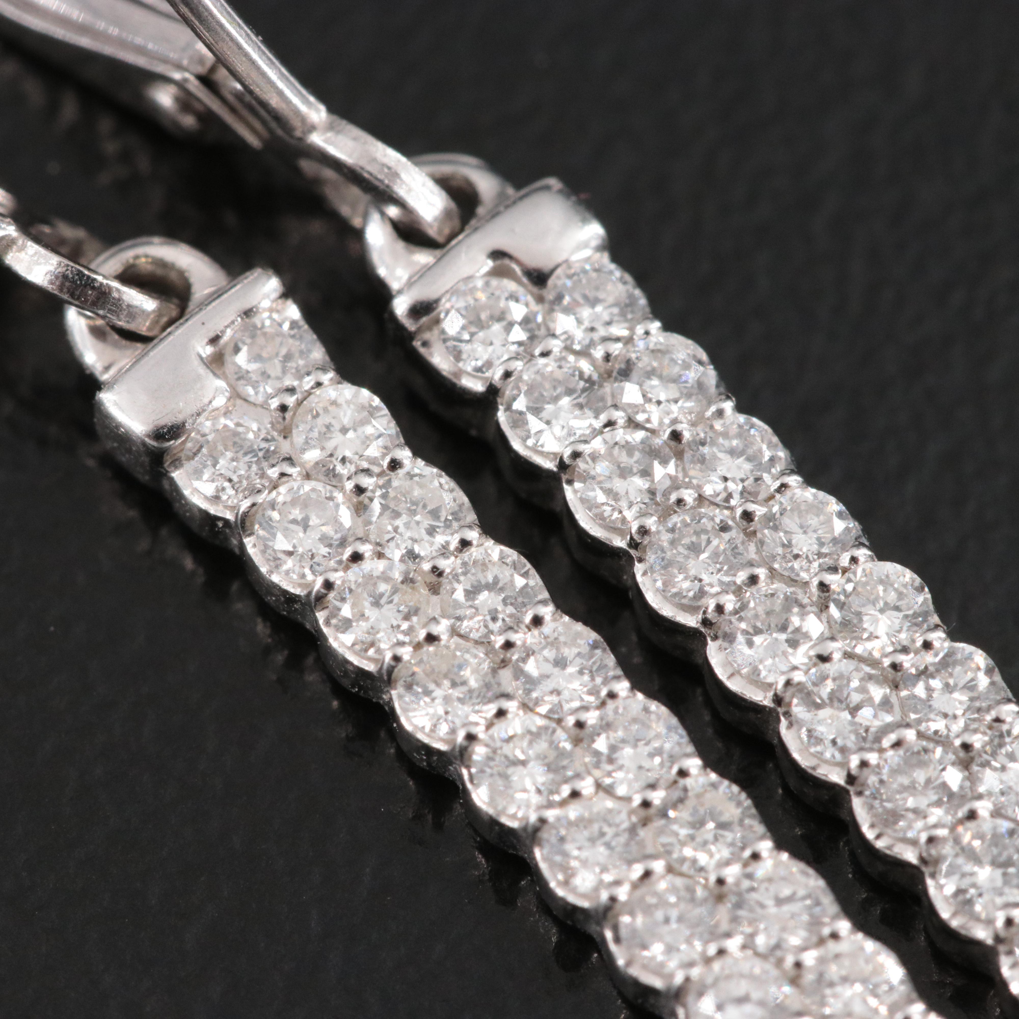 14K 1.00 CTW Diamond Bar Drop Earrings