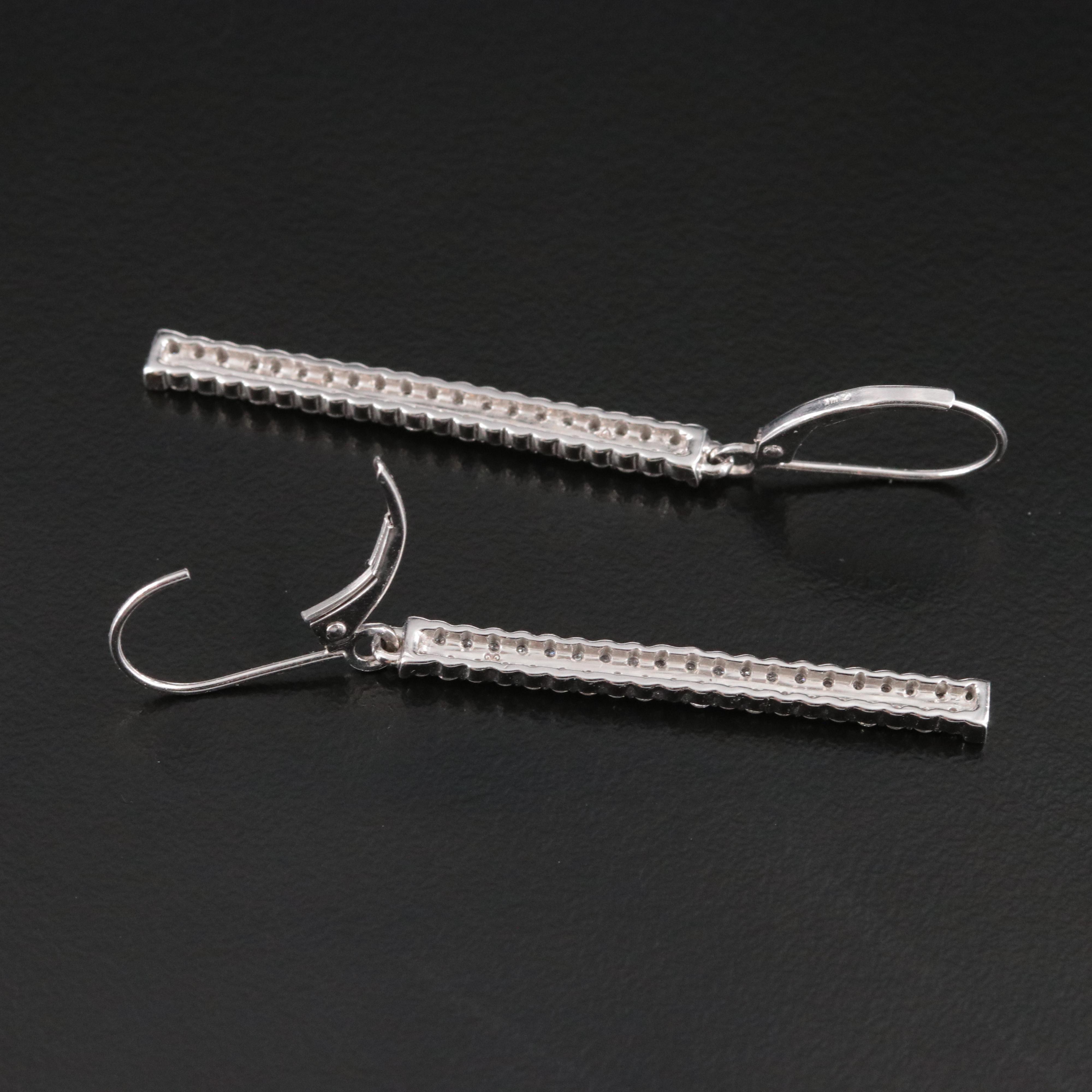 14K 1.00 CTW Diamond Bar Drop Earrings