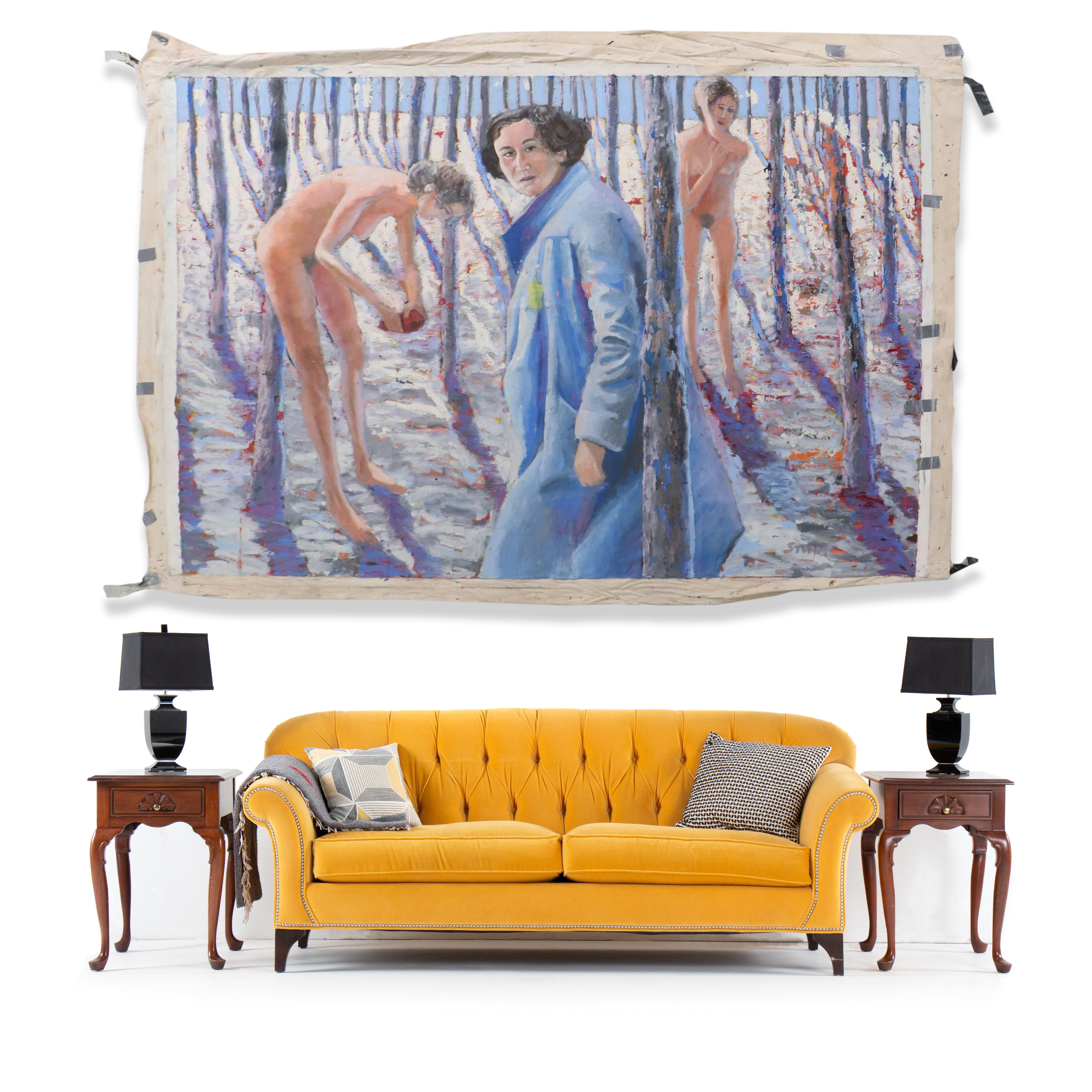 Howard Storm Monumental Acrylic Painting of Figures in Woods, Late 20th Century