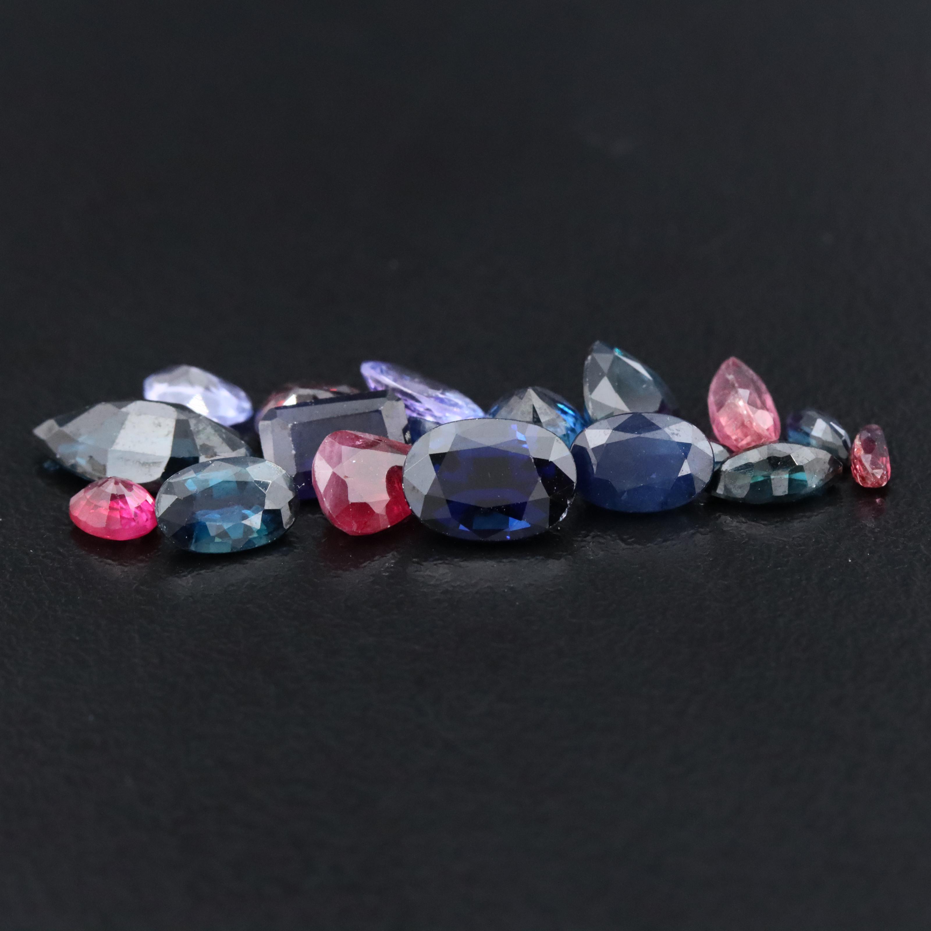 Loose 8.58 CTW Gemstones Featuring Sapphire, Ruby and Tanzanite