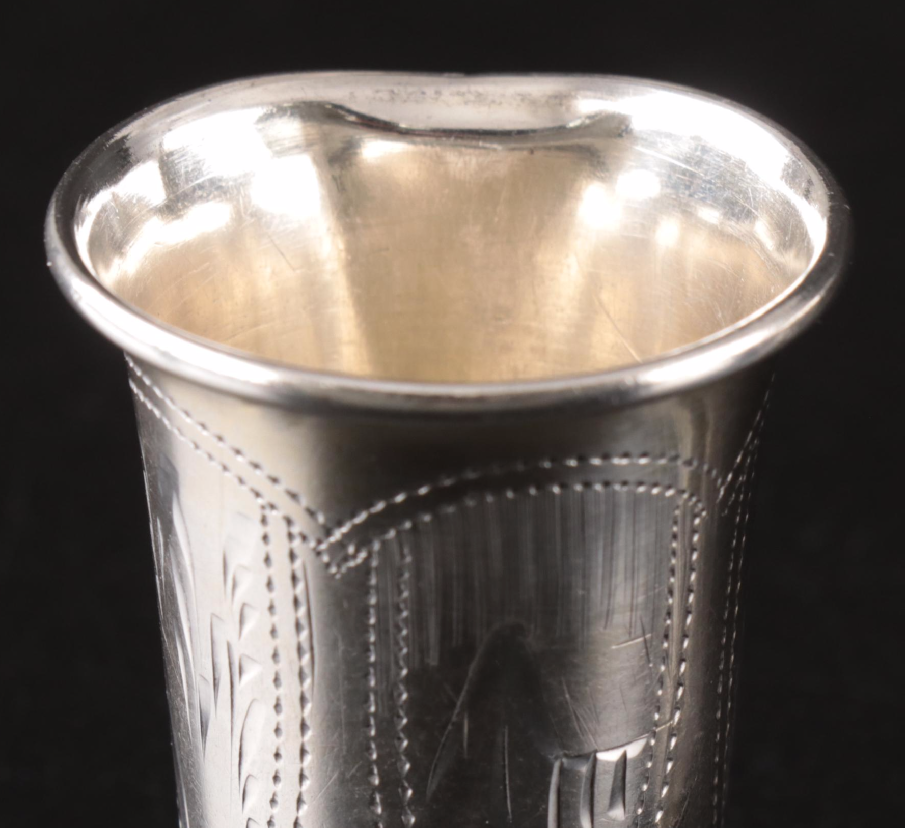 Russian 875 Silver Engraved Kiddush Cups, Early 20th Century