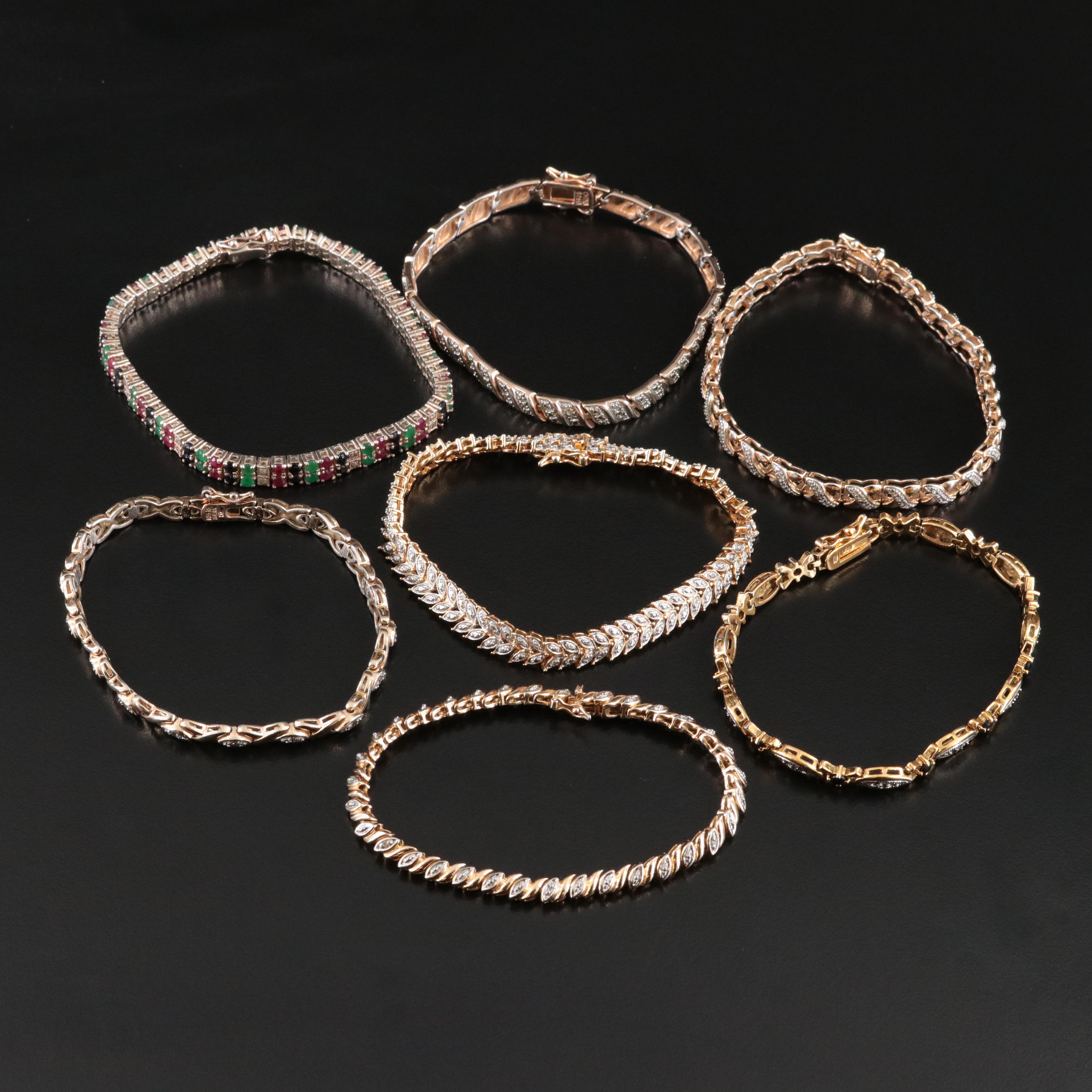 Sterling Bracelet Collection Featuring Diamond, Emerald and CZ