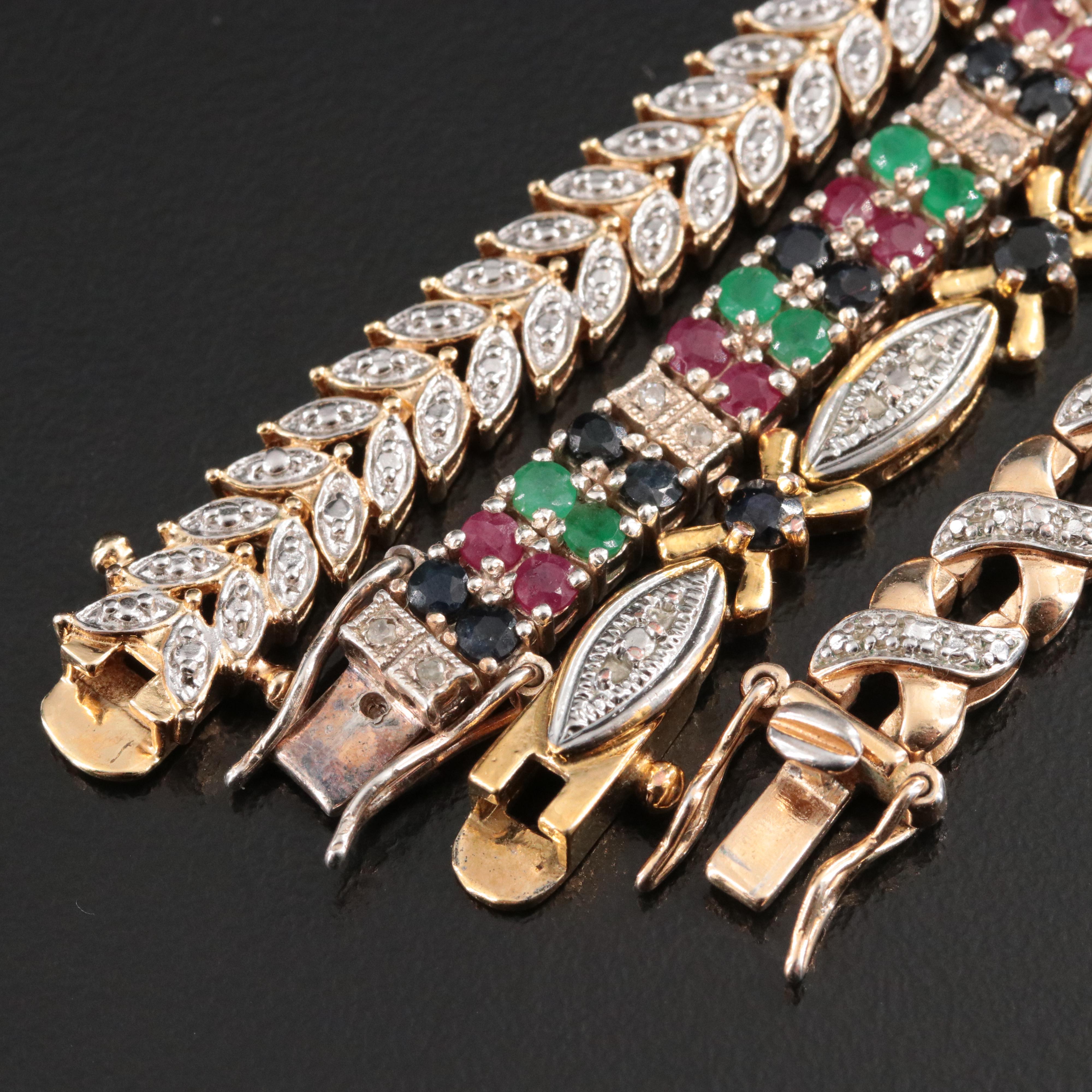 Sterling Bracelet Collection Featuring Diamond, Emerald and CZ