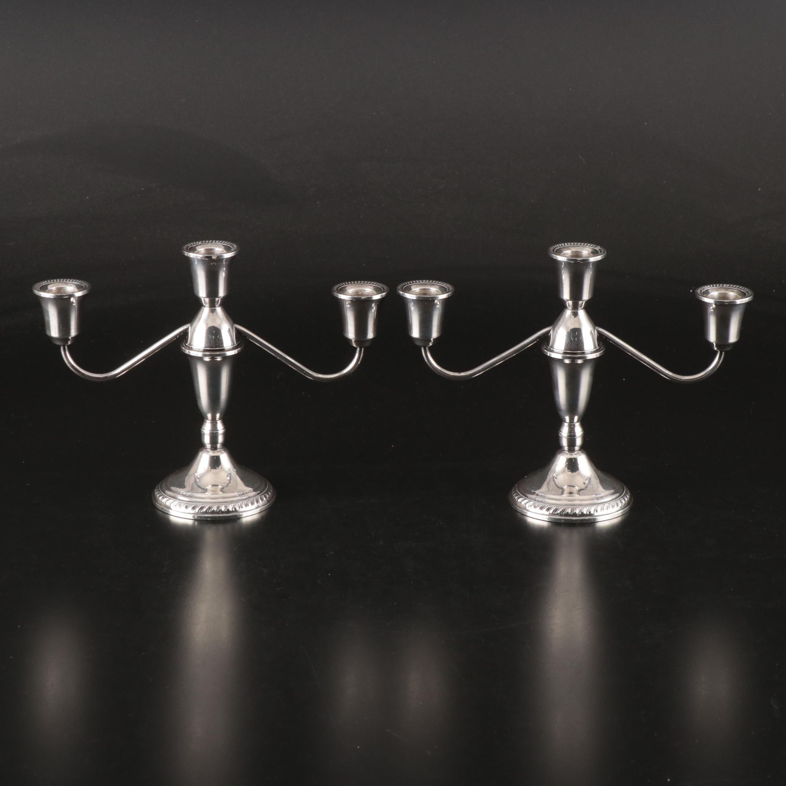 Pair of Duchin Creation Weighted Sterling Silver Candelabra