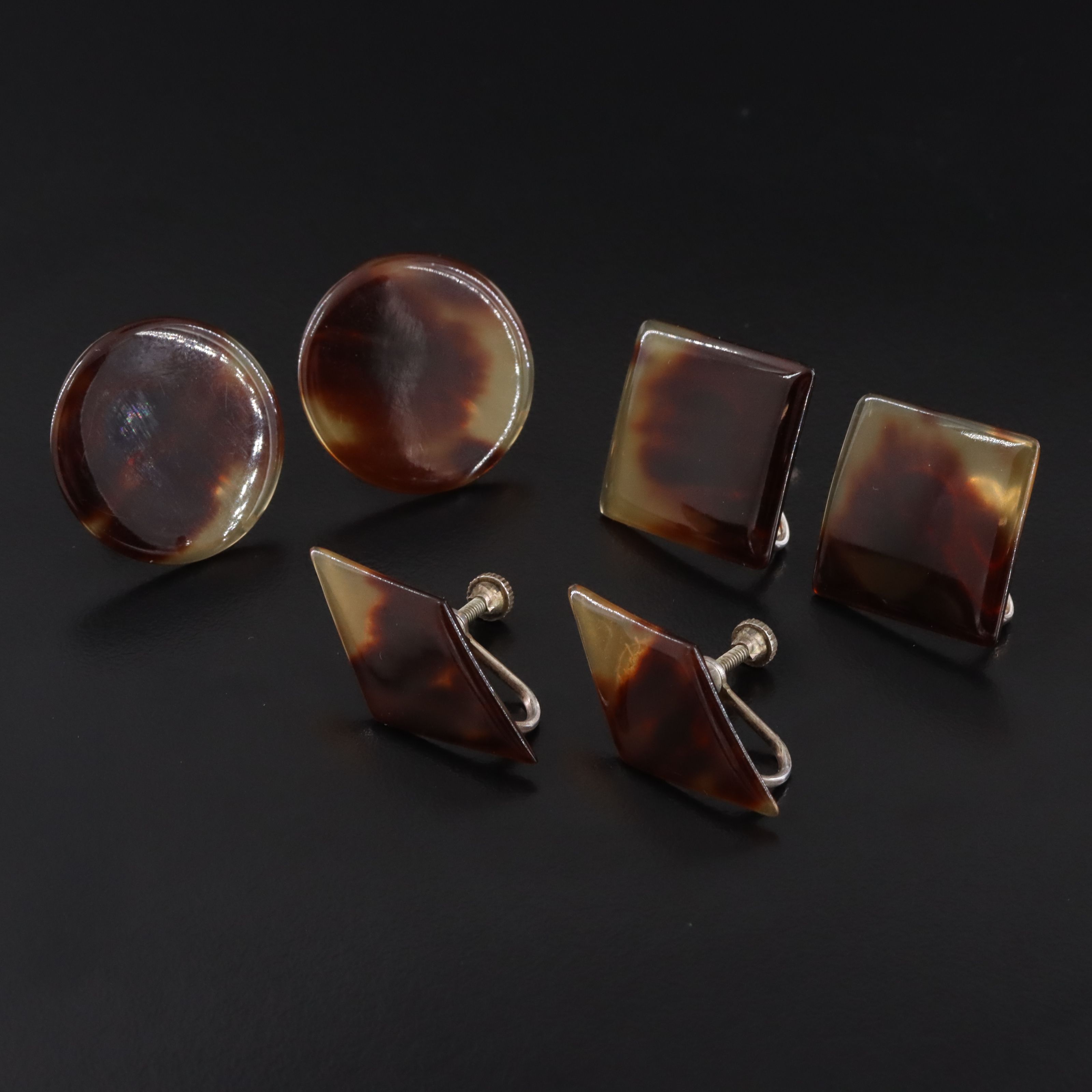 Vintage Sterling Tortoise Shell Earrings