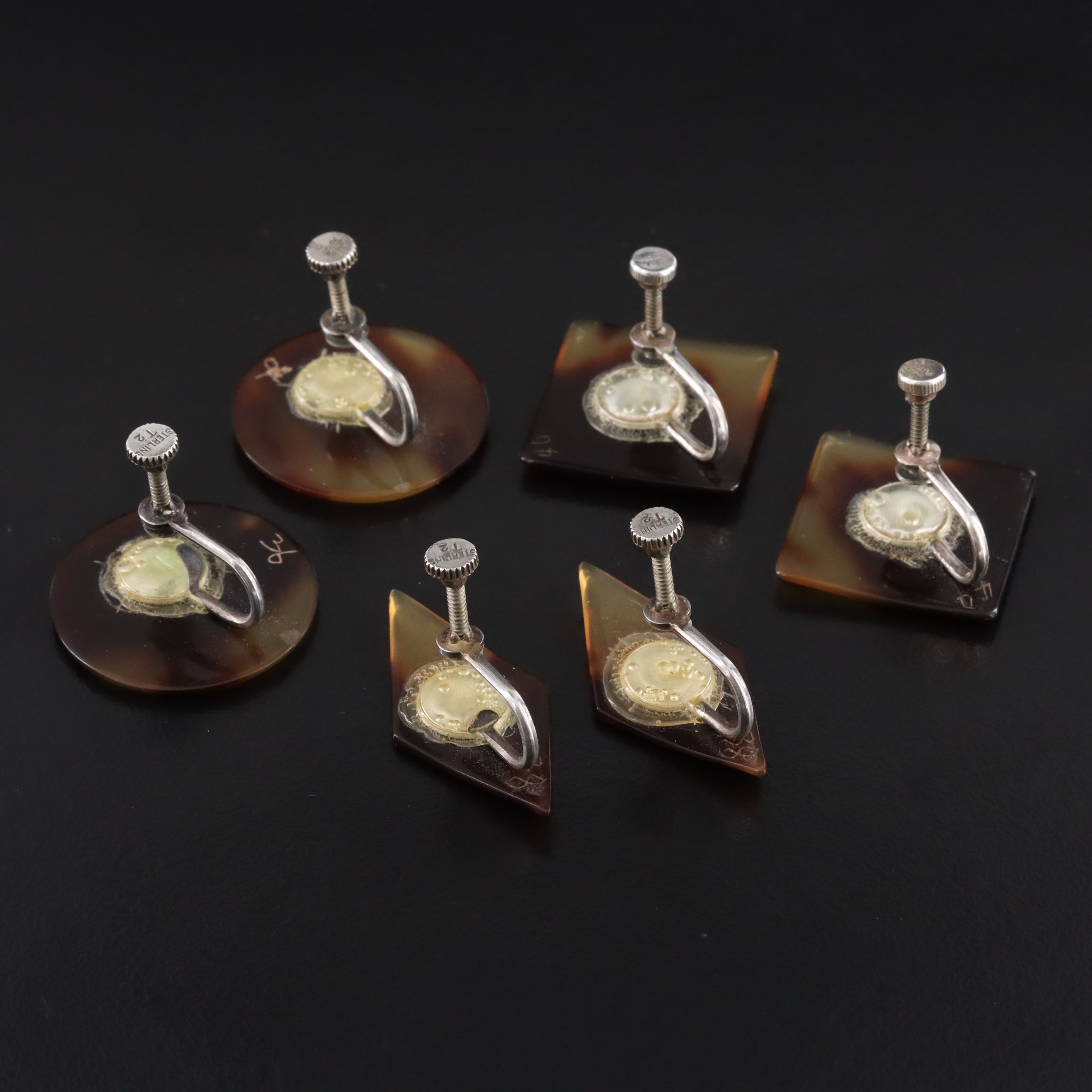 Vintage Sterling Tortoise Shell Earrings