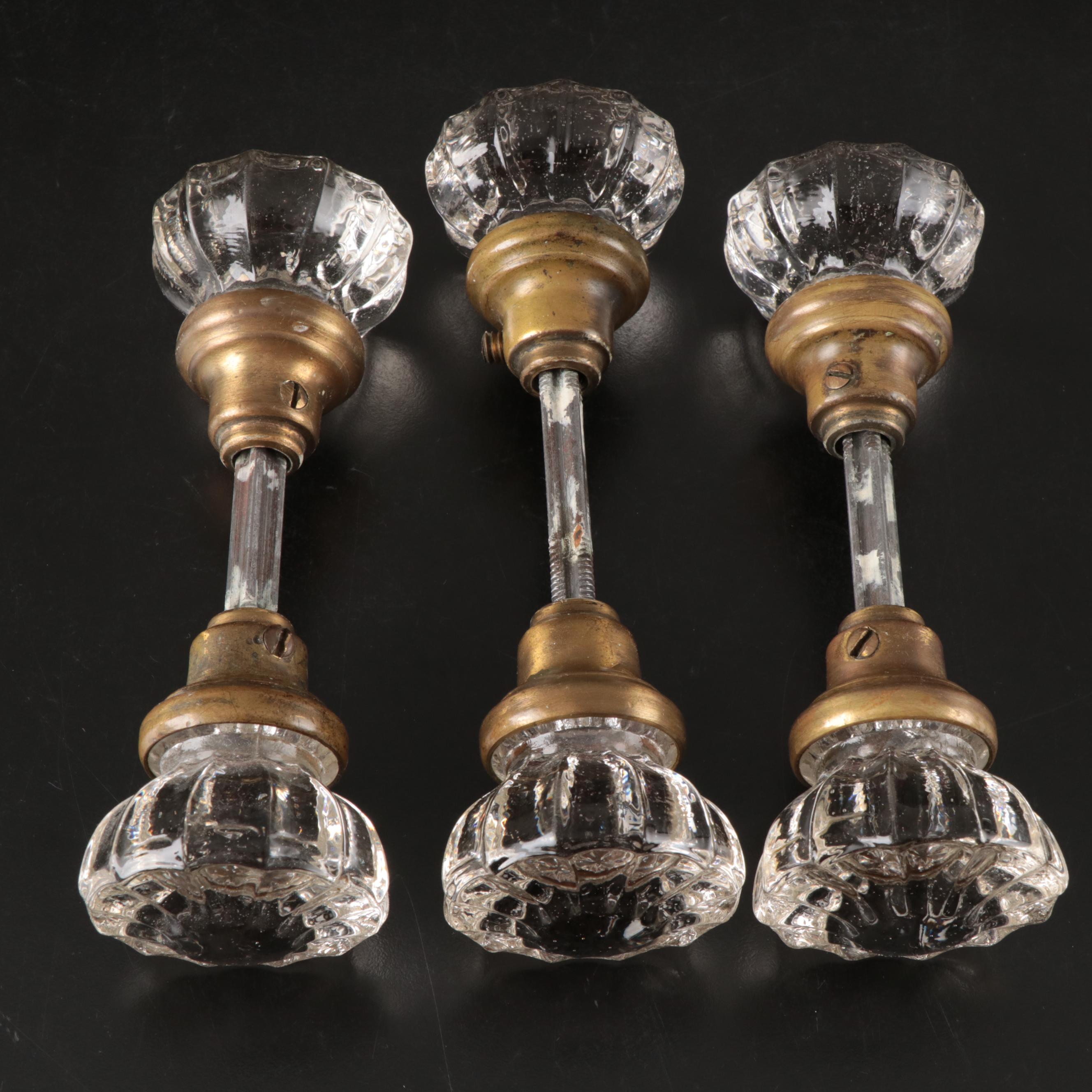 Metal and Glass Doorknobs with Glass Curtain Tiebacks