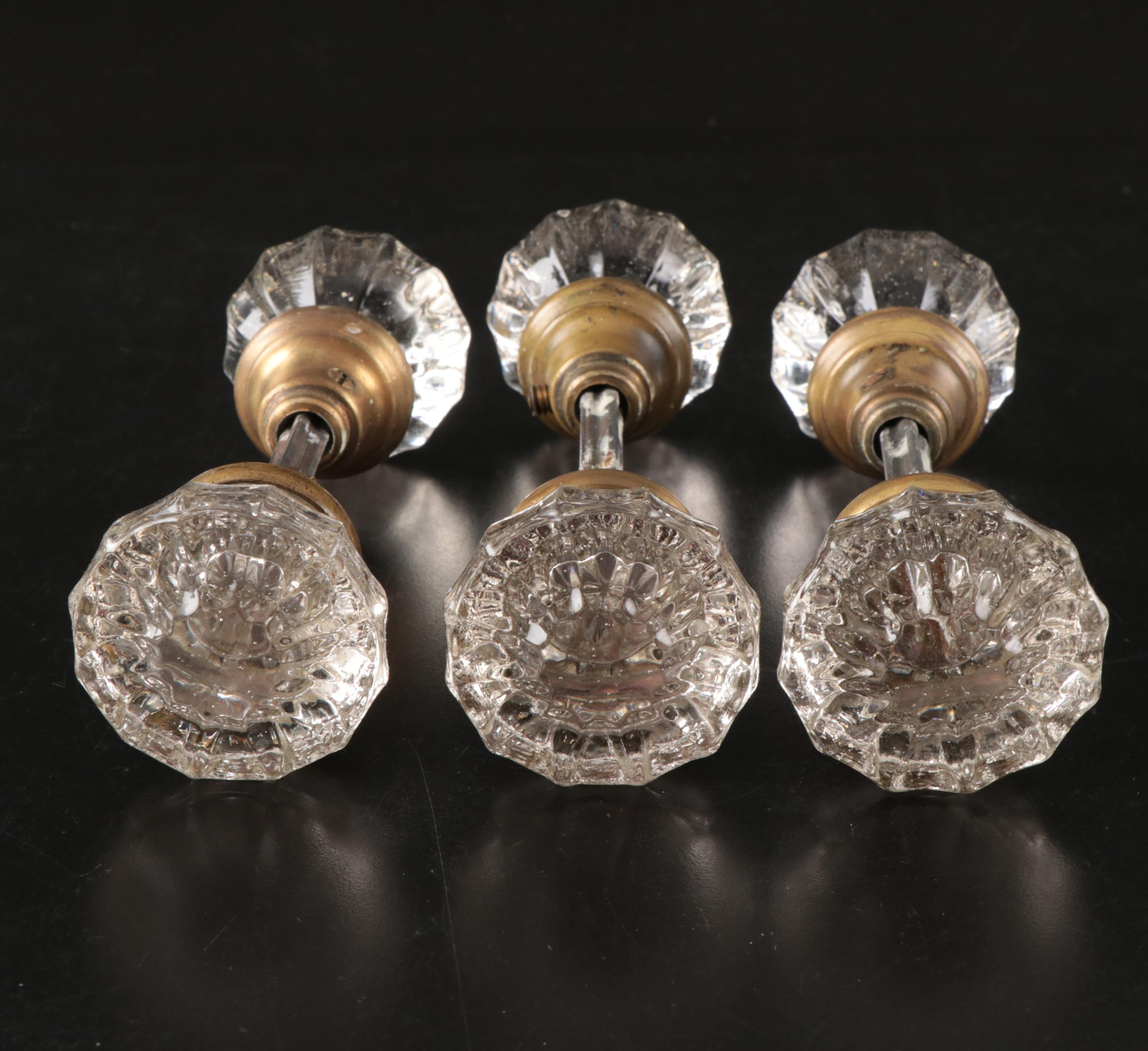 Metal and Glass Doorknobs with Glass Curtain Tiebacks