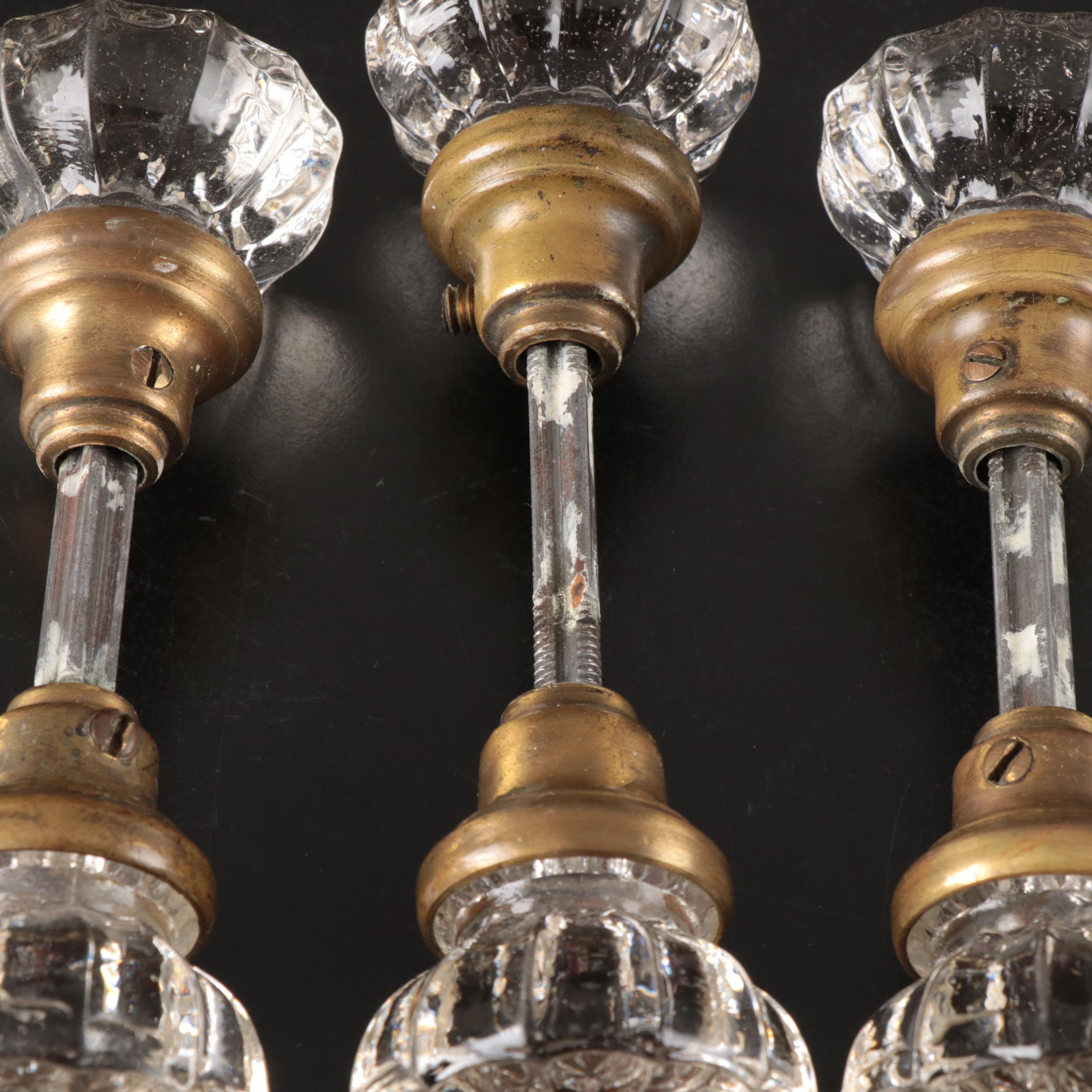 Metal and Glass Doorknobs with Glass Curtain Tiebacks