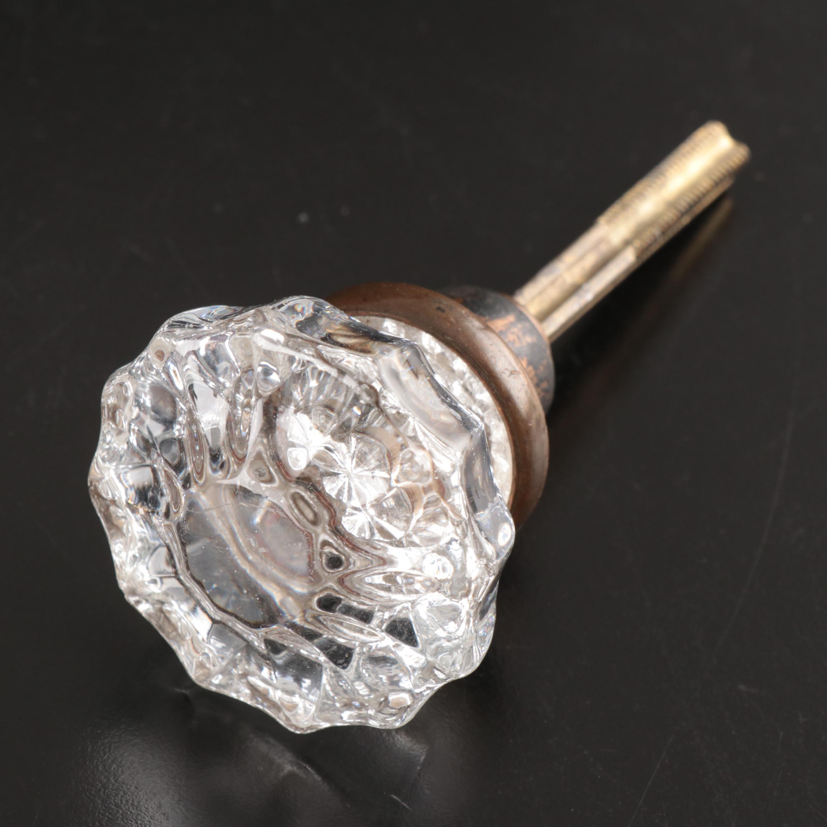 Metal and Glass Doorknobs with Glass Curtain Tiebacks