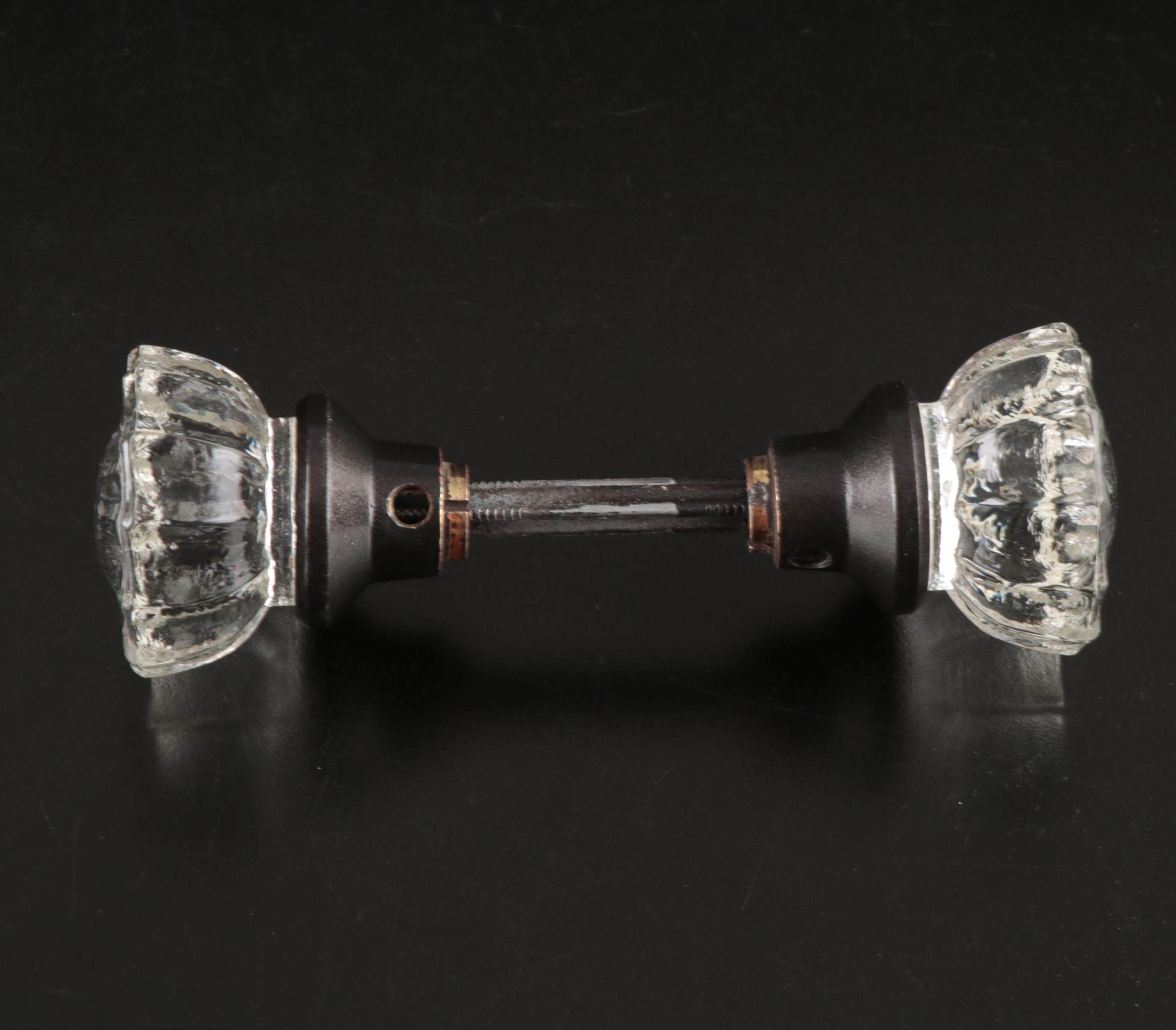 Metal and Glass Doorknobs with Glass Curtain Tiebacks