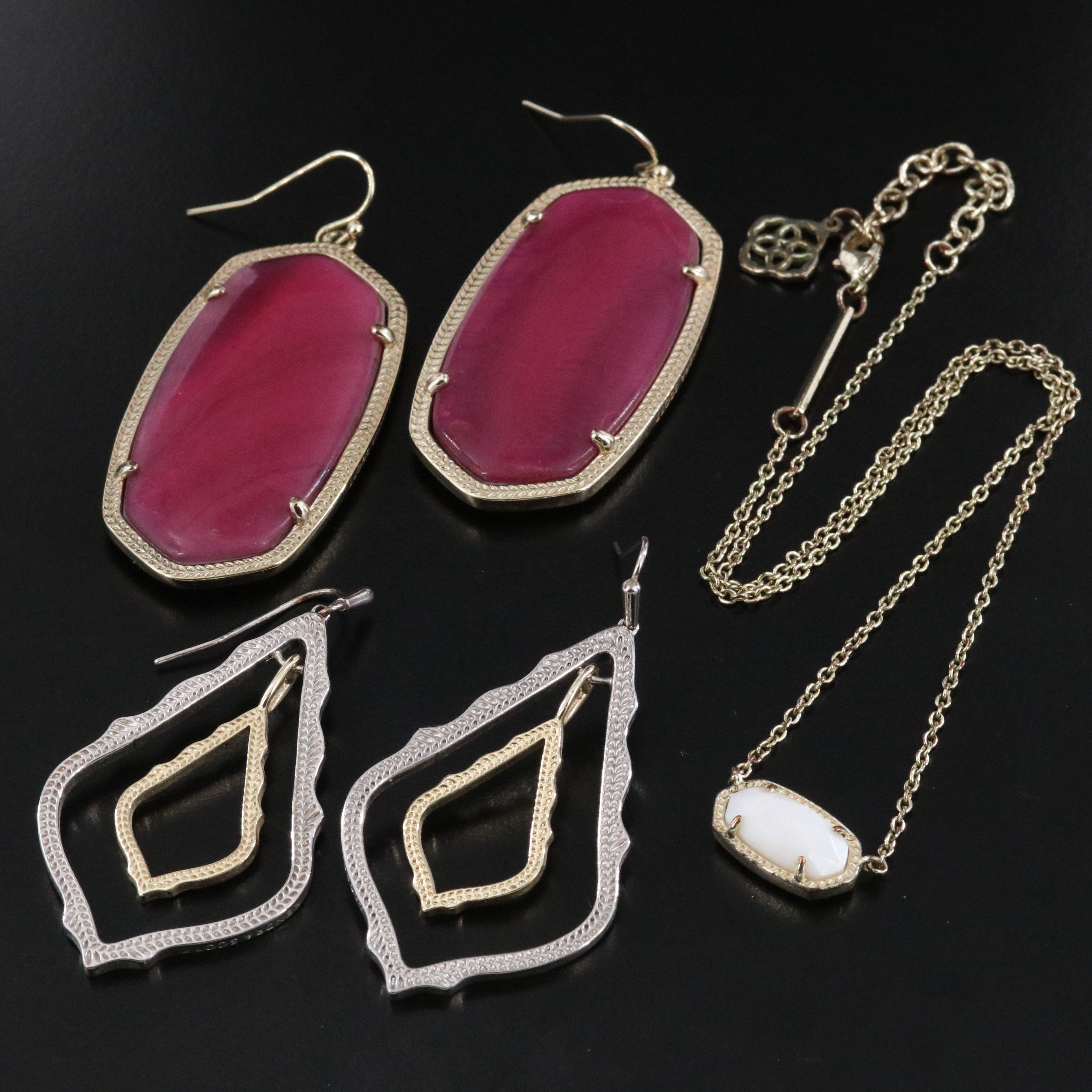 Kendra Scott Pendant Earrings and Necklace with Mother-of-Pearl