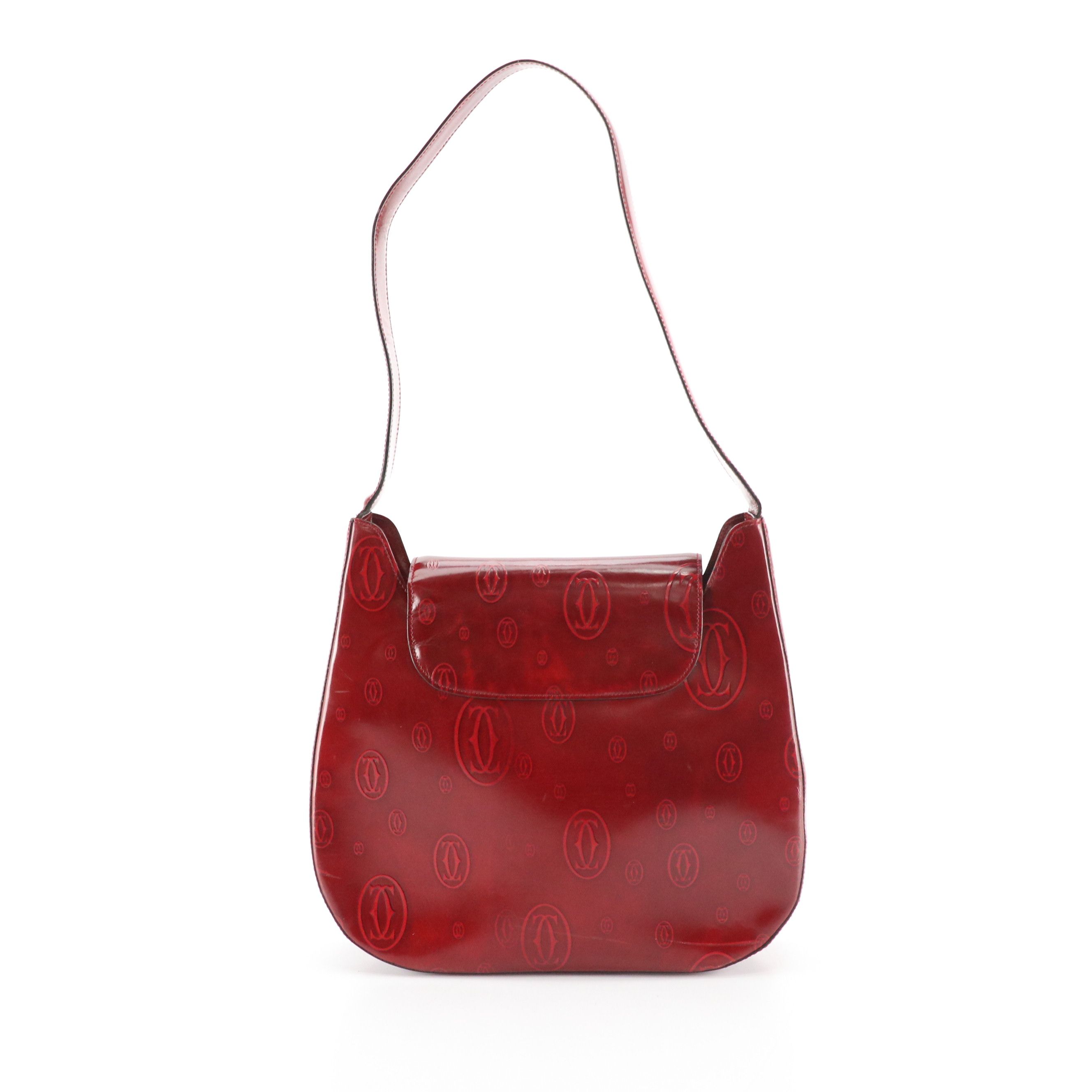 Cartier "Happy Birthday" Hobo Shoulder Bag in Embossed Bordeaux Leather