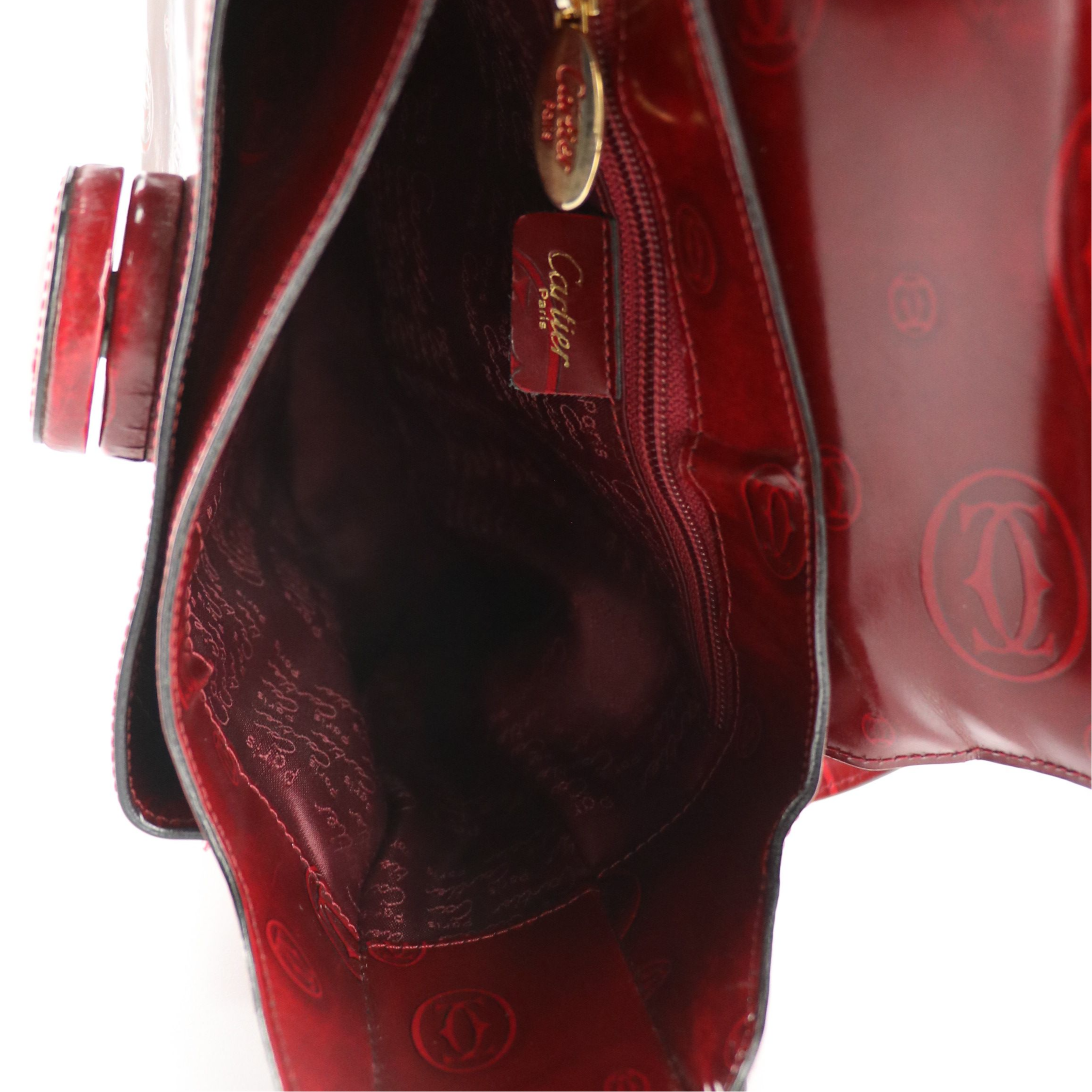 Cartier "Happy Birthday" Hobo Shoulder Bag in Embossed Bordeaux Leather