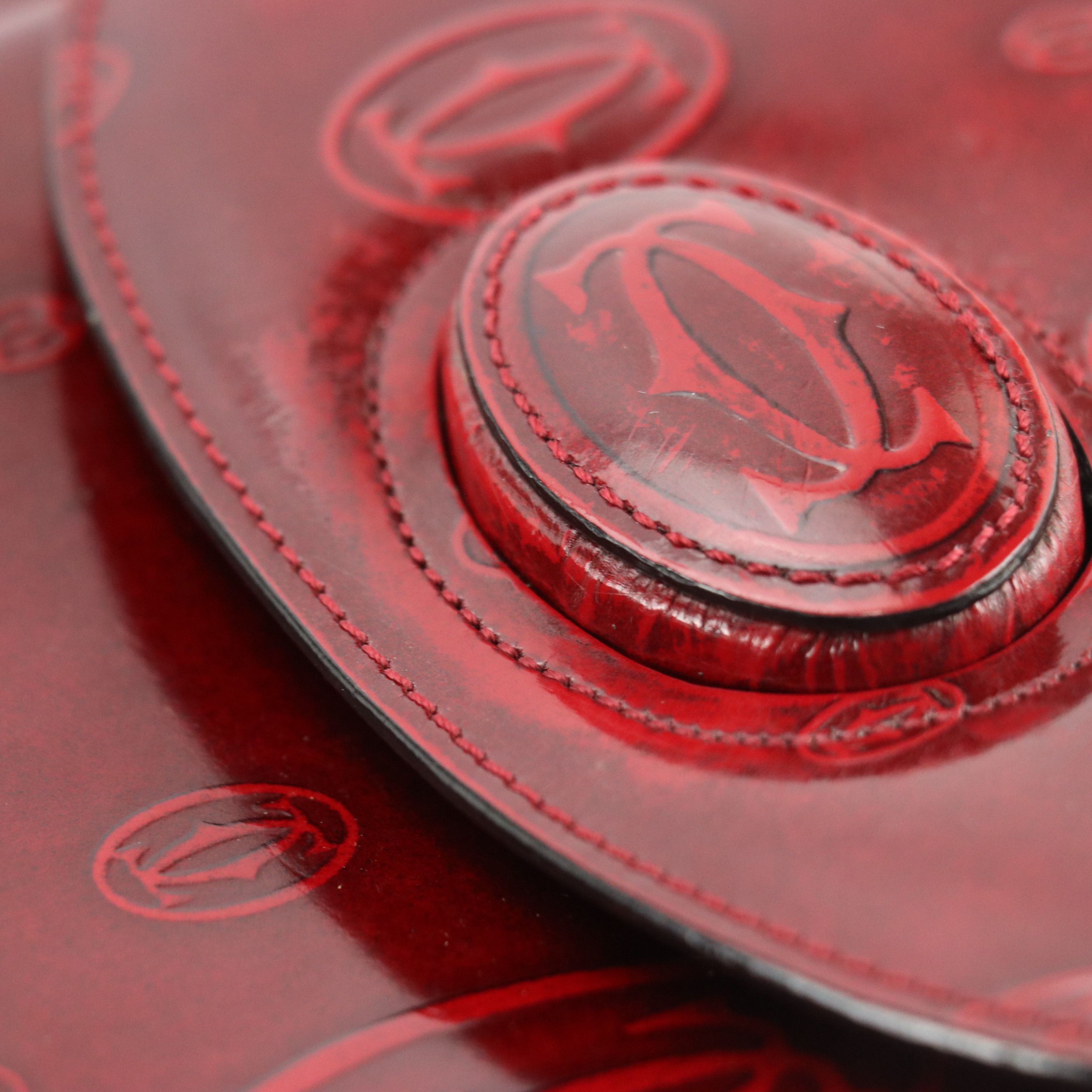 Cartier "Happy Birthday" Hobo Shoulder Bag in Embossed Bordeaux Leather