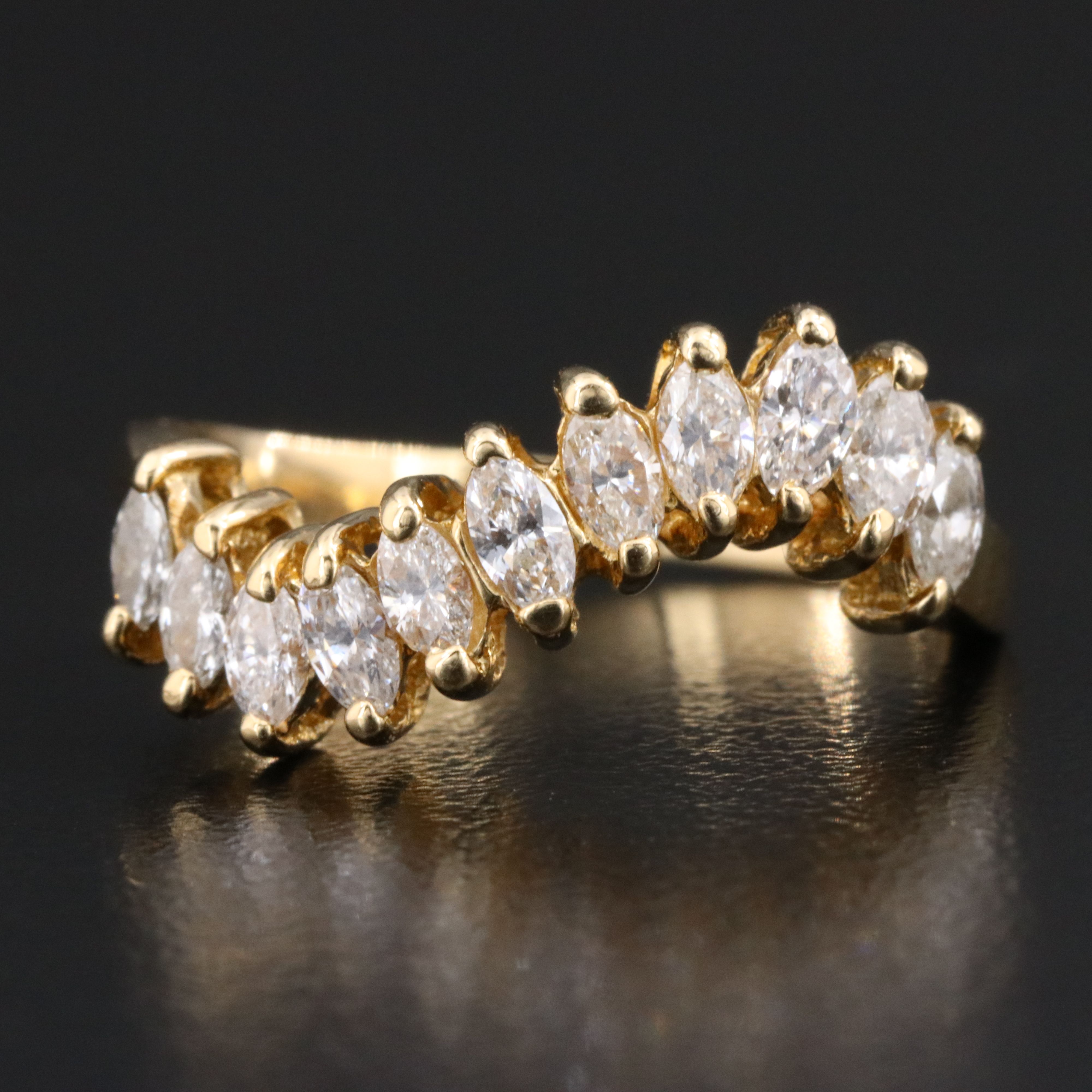 18K 1.02 CTW Diamond Wave Ring