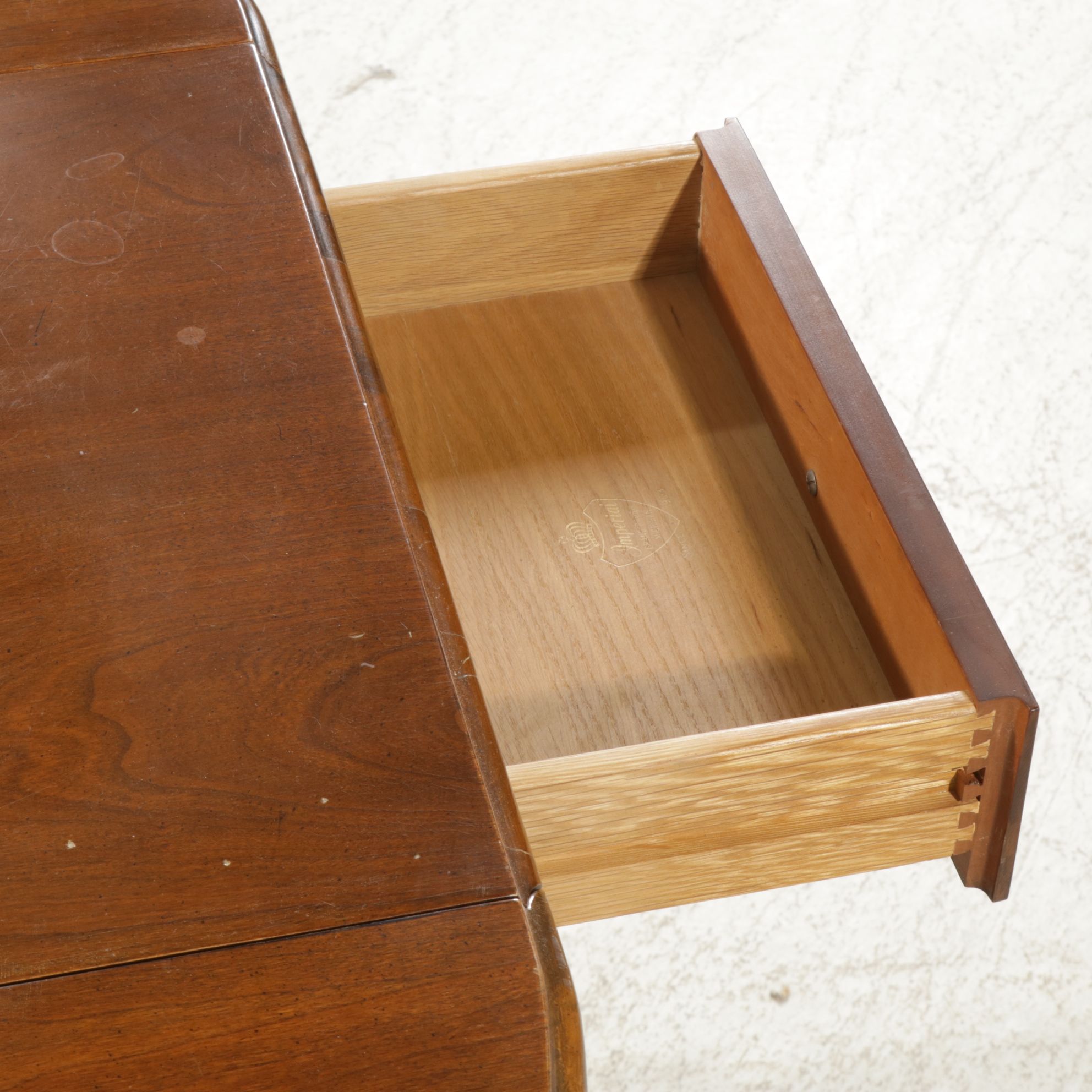 Imperial Furniture Cherry Drop-Leaf Tea Cart with Glass Slide-Out Tray