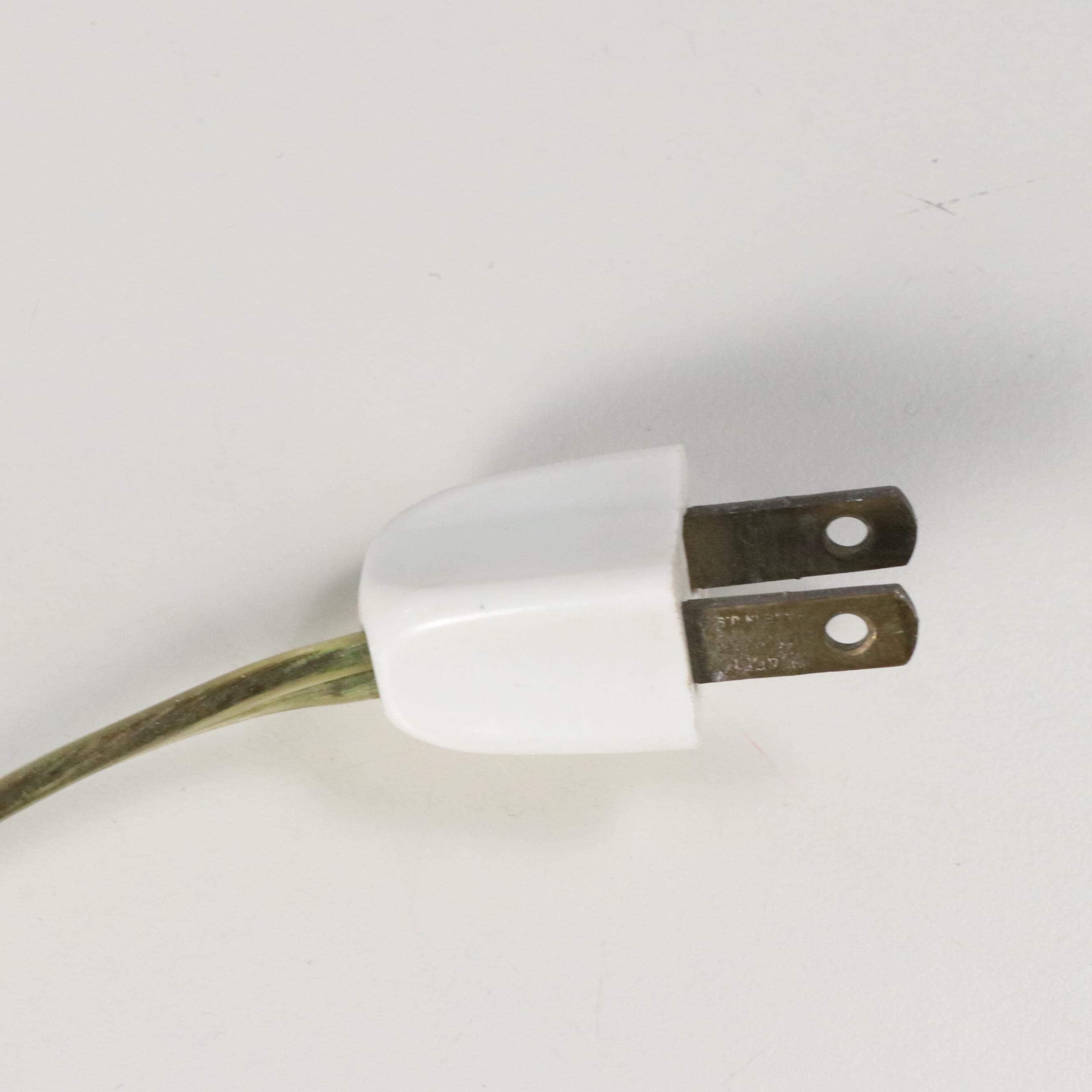 White Enamel Metal Candelabrum Lamp with Ruffled Glass Shades and Prisms