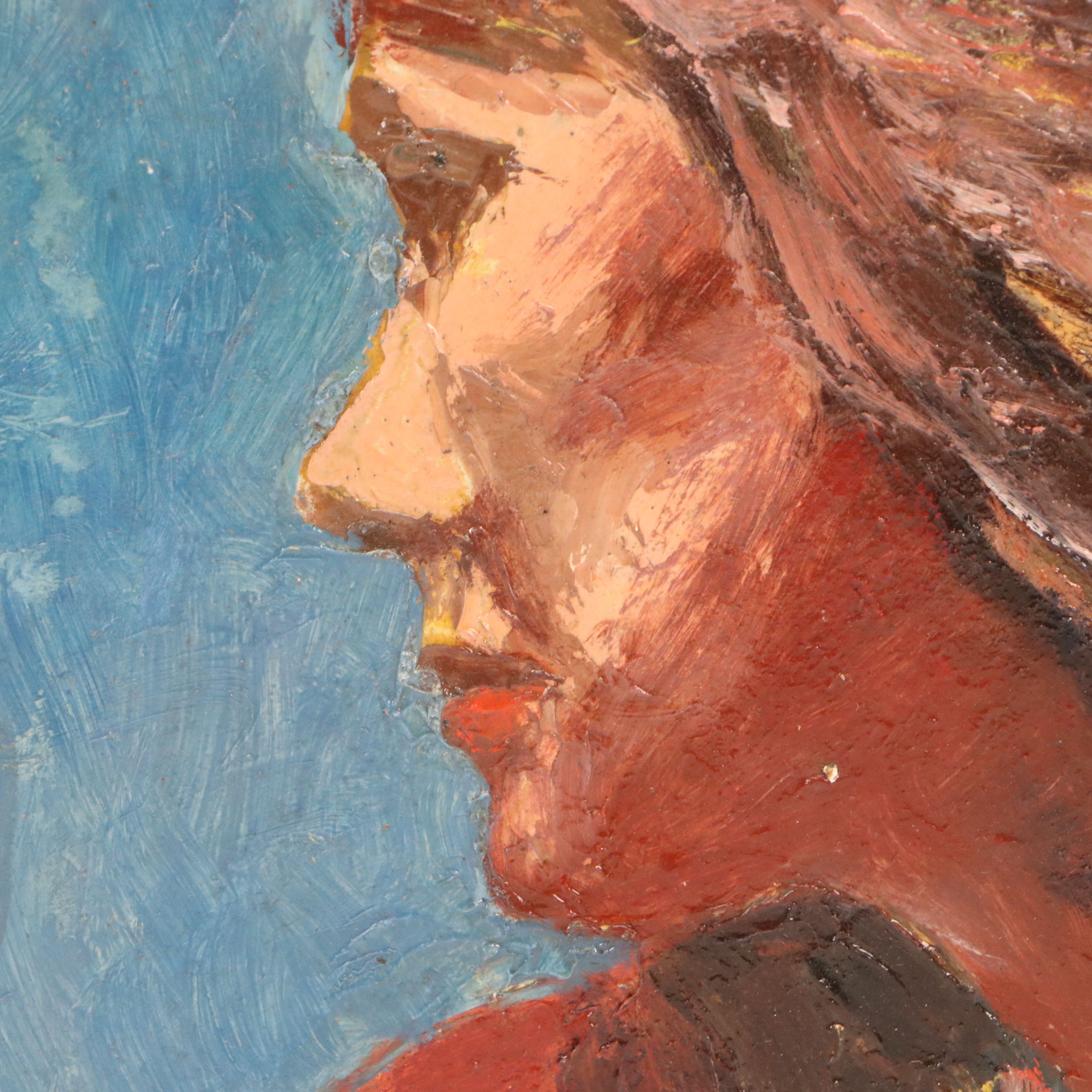 Bernard Lennon Portrait Oil Painting with Plein Air Landscape on Verso