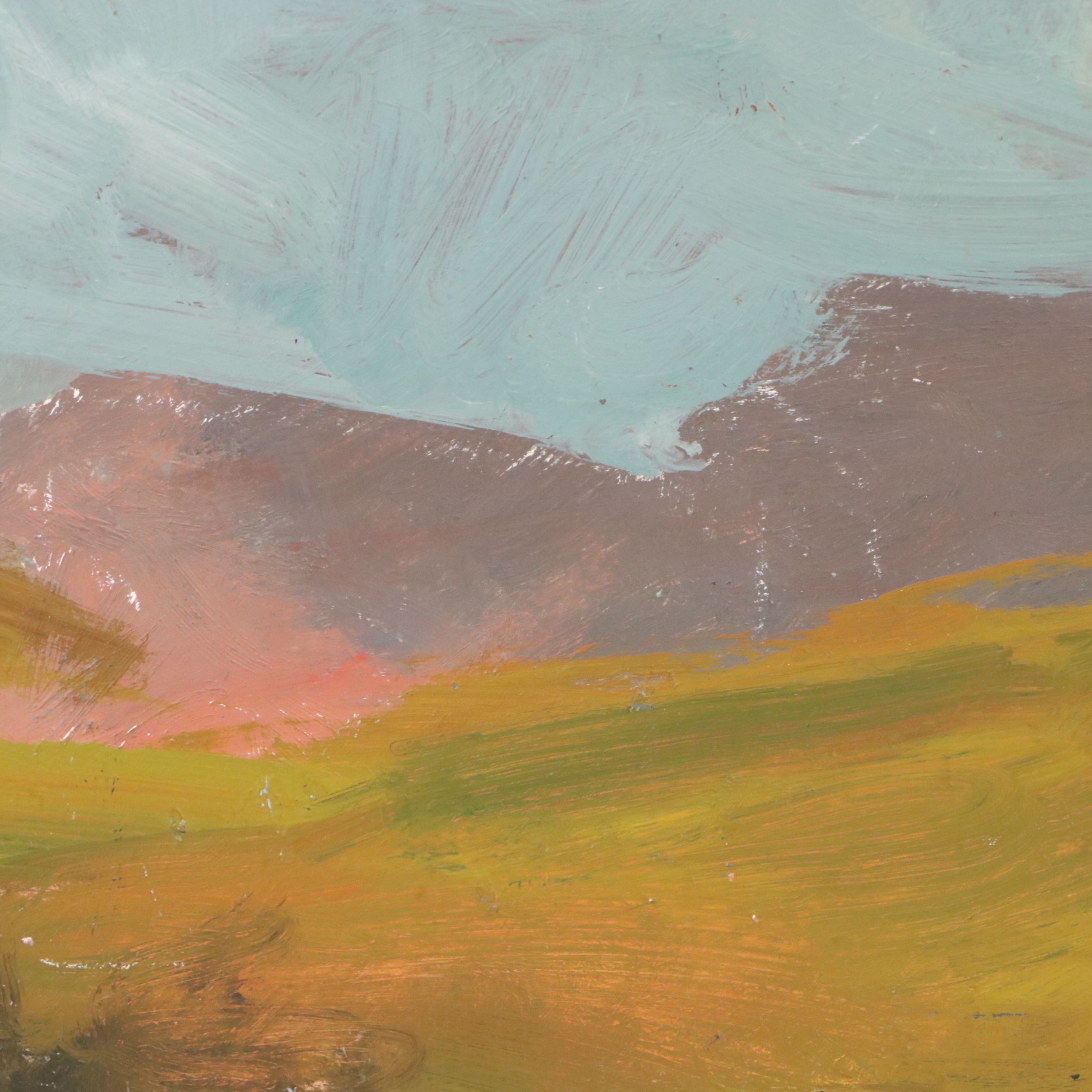 Bernard Lennon Portrait Oil Painting with Plein Air Landscape on Verso