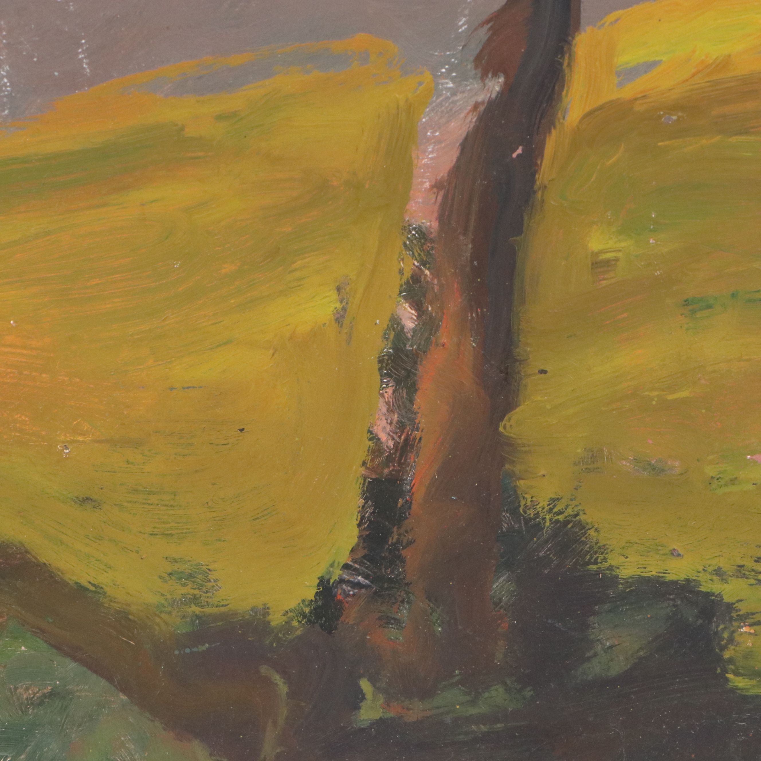 Bernard Lennon Portrait Oil Painting with Plein Air Landscape on Verso