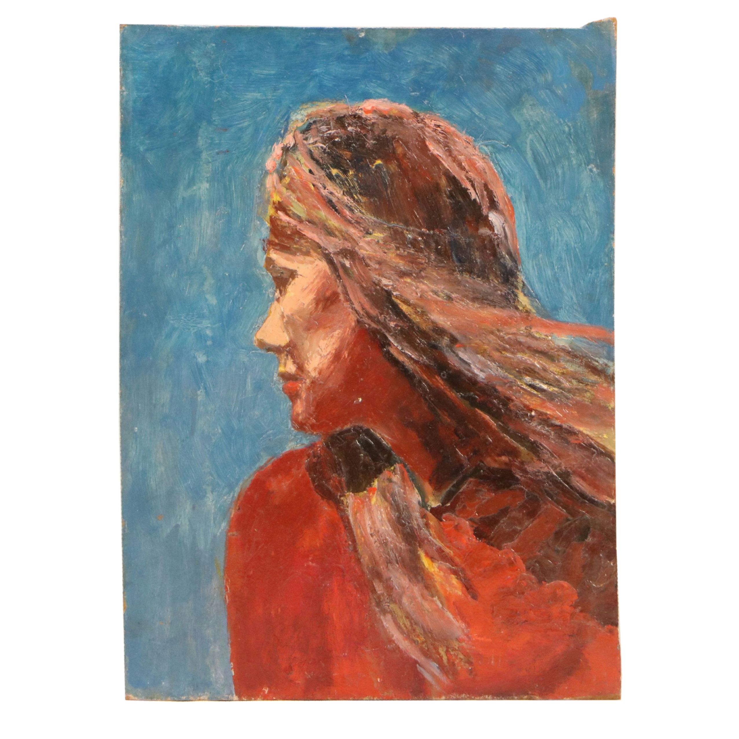 Bernard Lennon Portrait Oil Painting with Plein Air Landscape on Verso