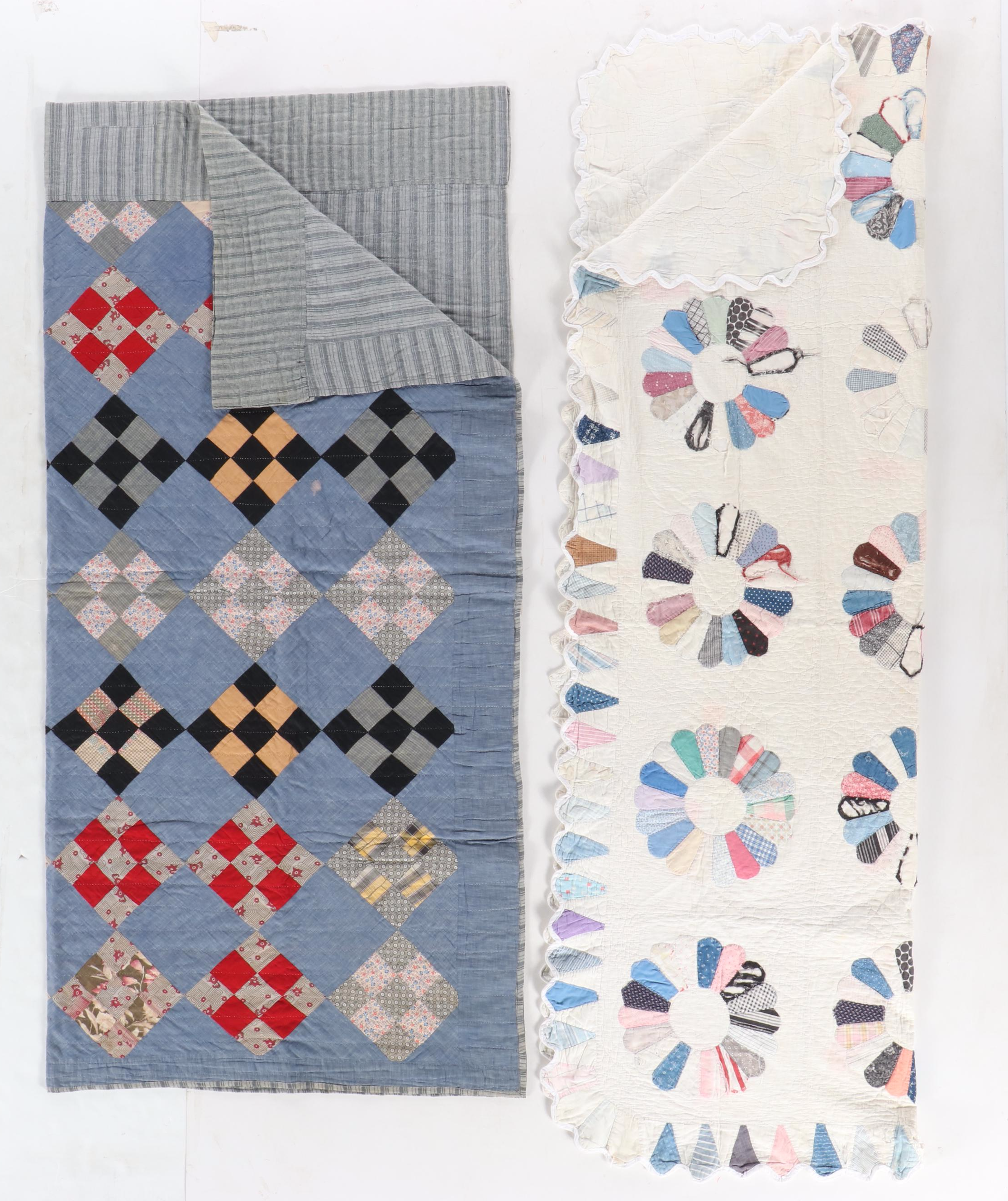 Handmade "Chimney Sweep", "Dresden Plate", "Disappearing Nine-Patch" Quilts