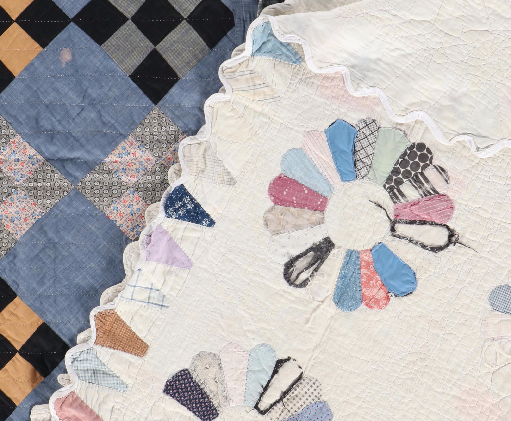 Handmade "Chimney Sweep", "Dresden Plate", "Disappearing Nine-Patch" Quilts