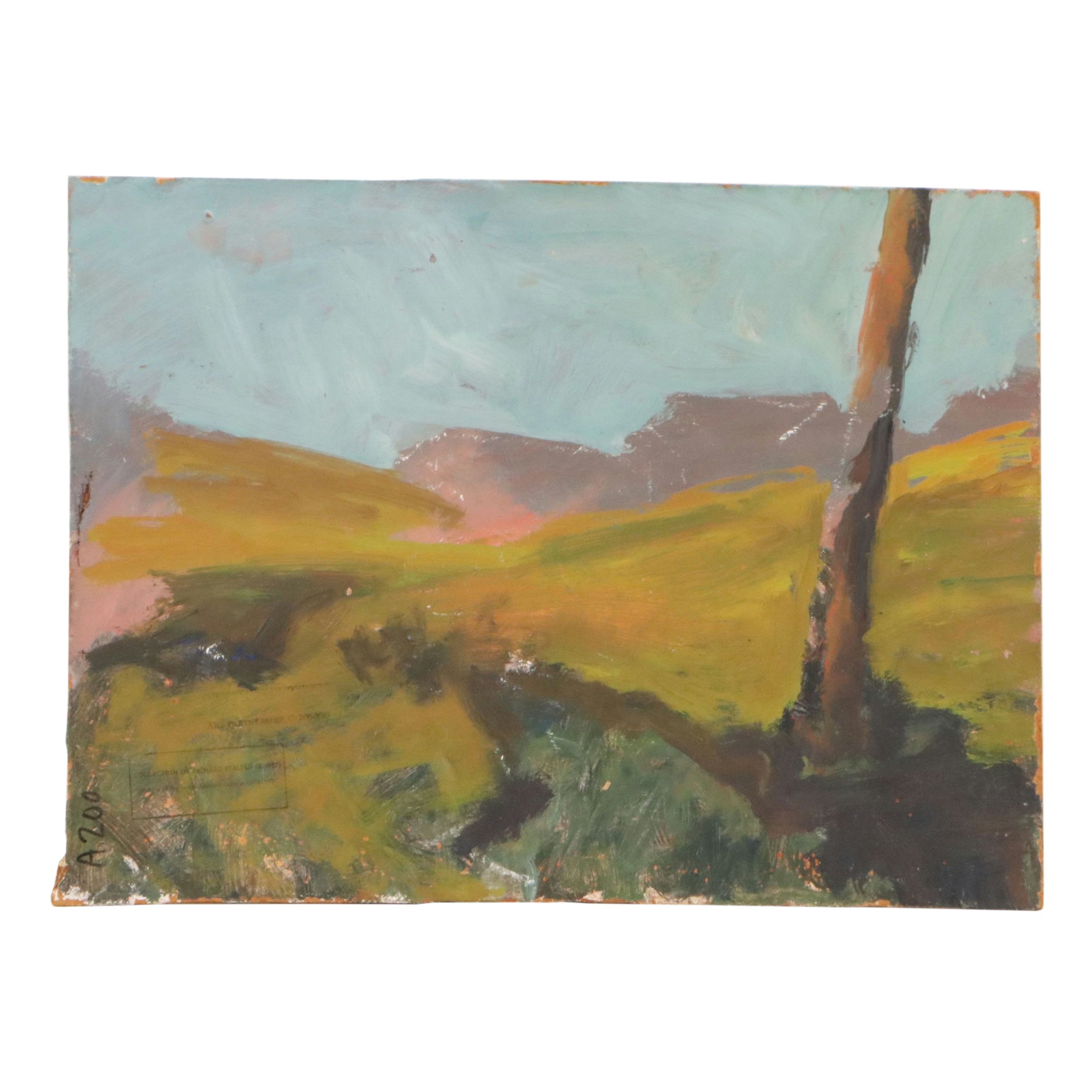 Bernard Lennon Portrait Oil Painting with Plein Air Landscape on Verso