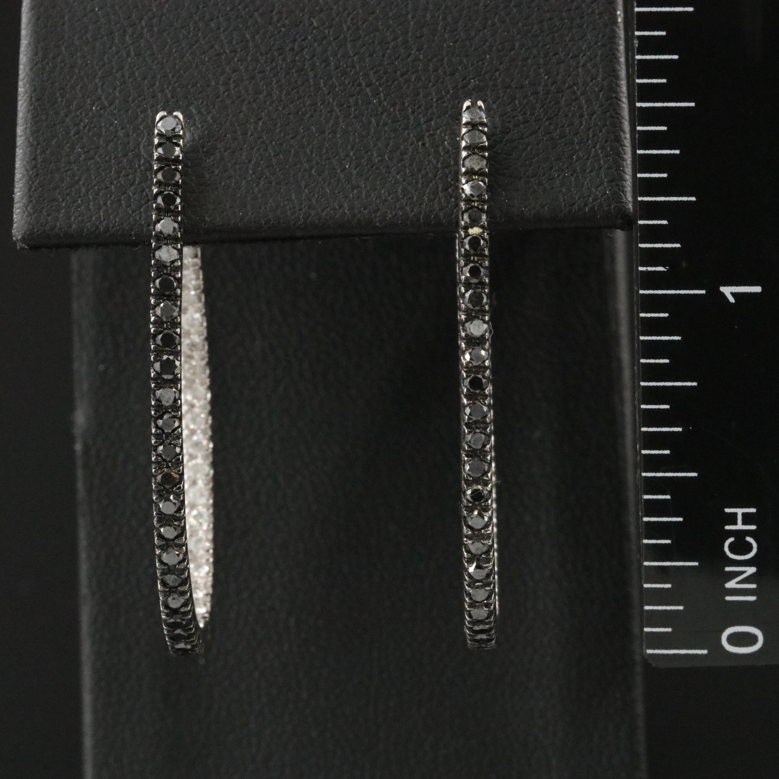 14K 1.00 CTW Diamond Inside-Out Hoop Earrings Featuring Fancy Black