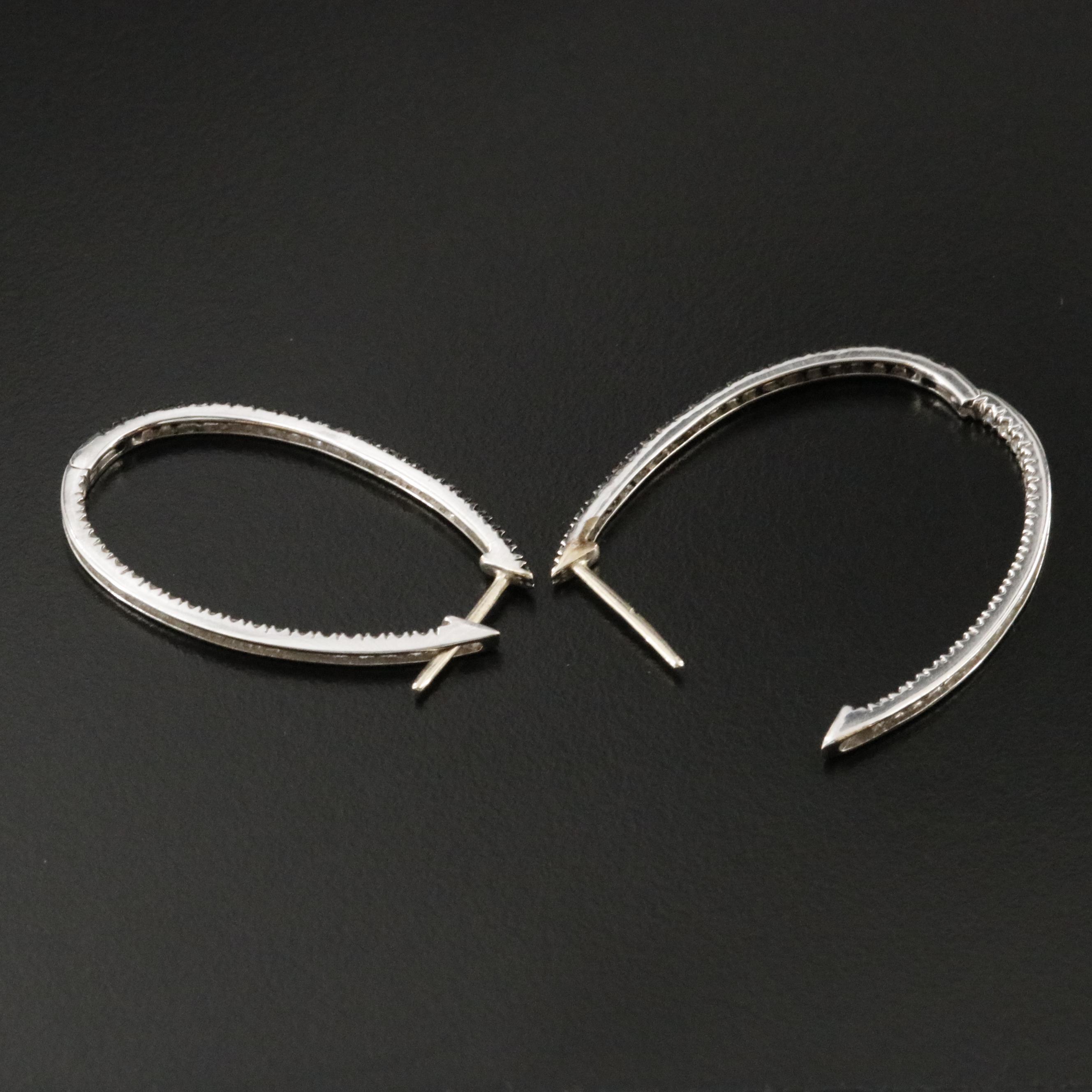 14K 1.00 CTW Diamond Inside-Out Hoop Earrings Featuring Fancy Black