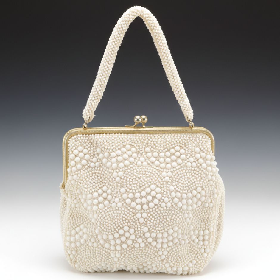 John Wind Lumured/Corde Bead Handbag, Mid-20th Century