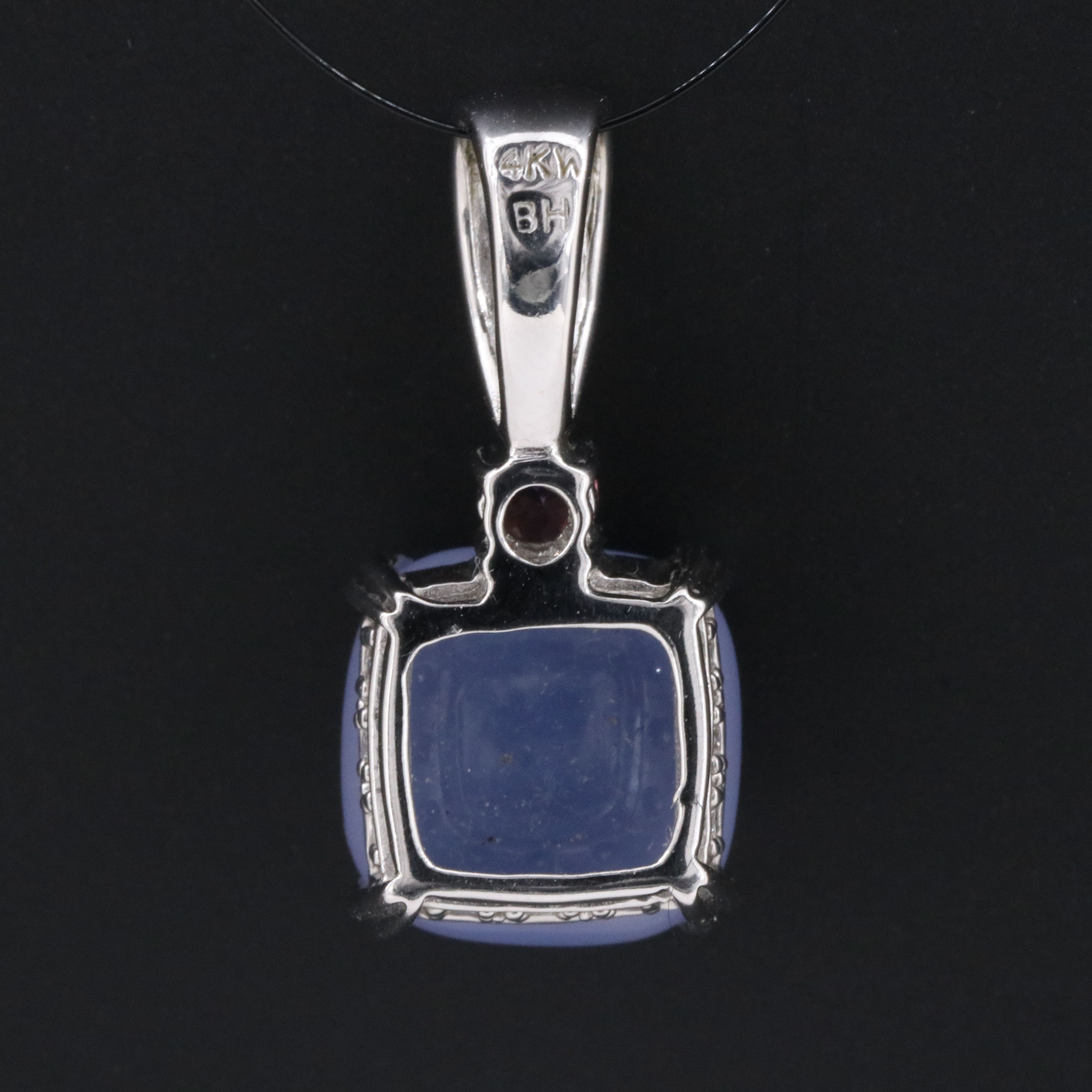 14K Chalcedony, Tourmaline and Diamond Pendant