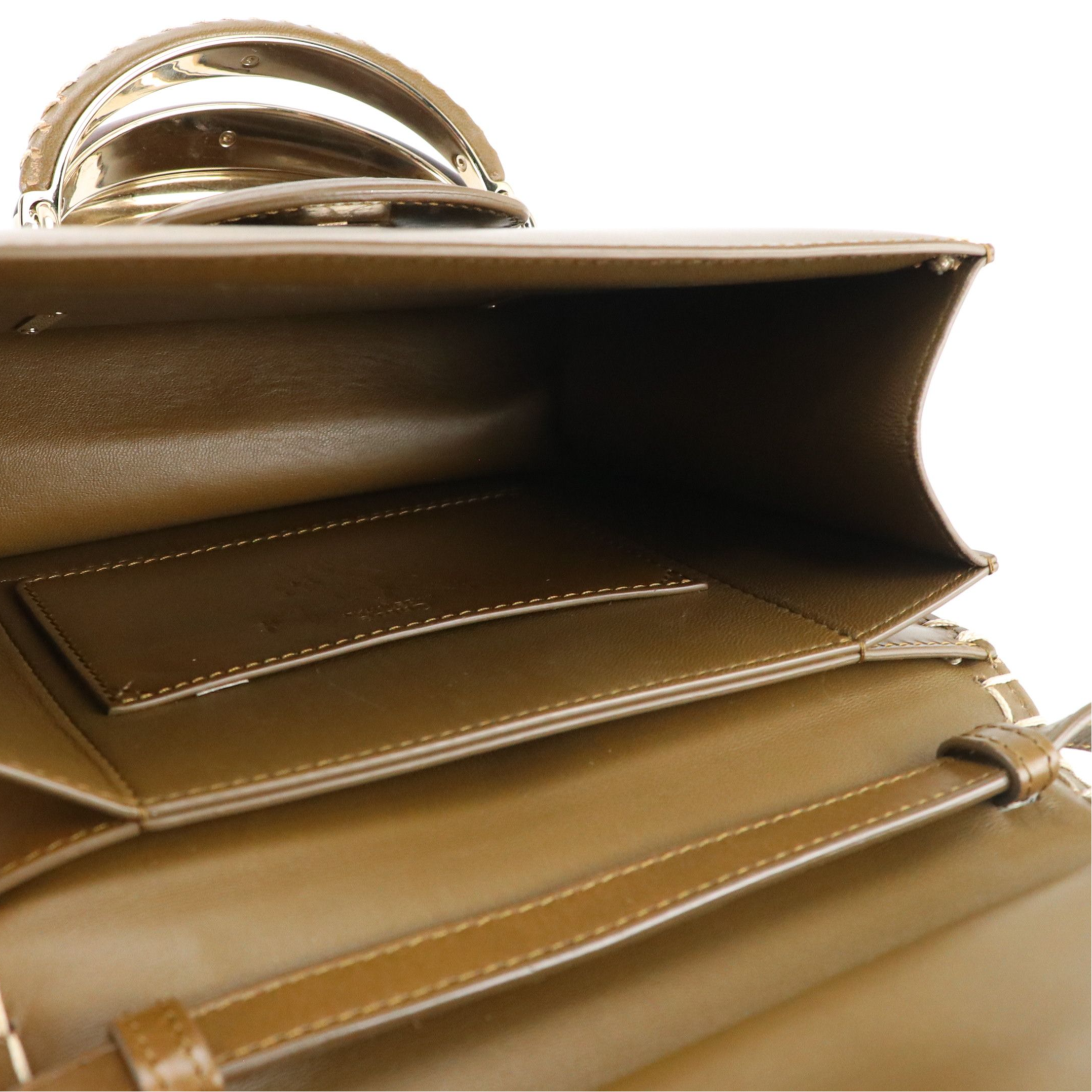 Chloé Kattie Blanket Stitch Crossbody Bag in Olive Calfskin Leather