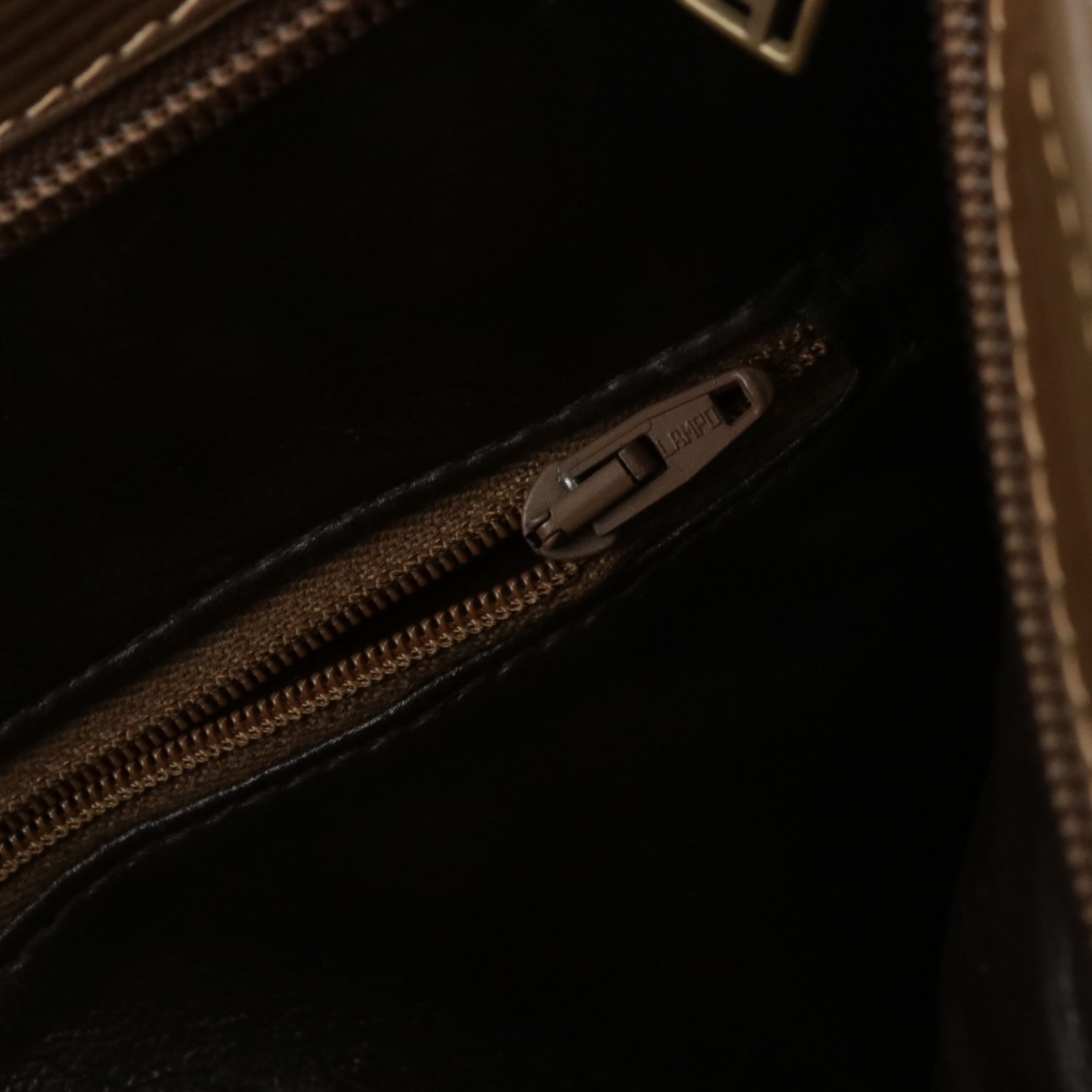 Fendi Vertical Zip Tote in Brown Zucchino Canvas and Leather Trim