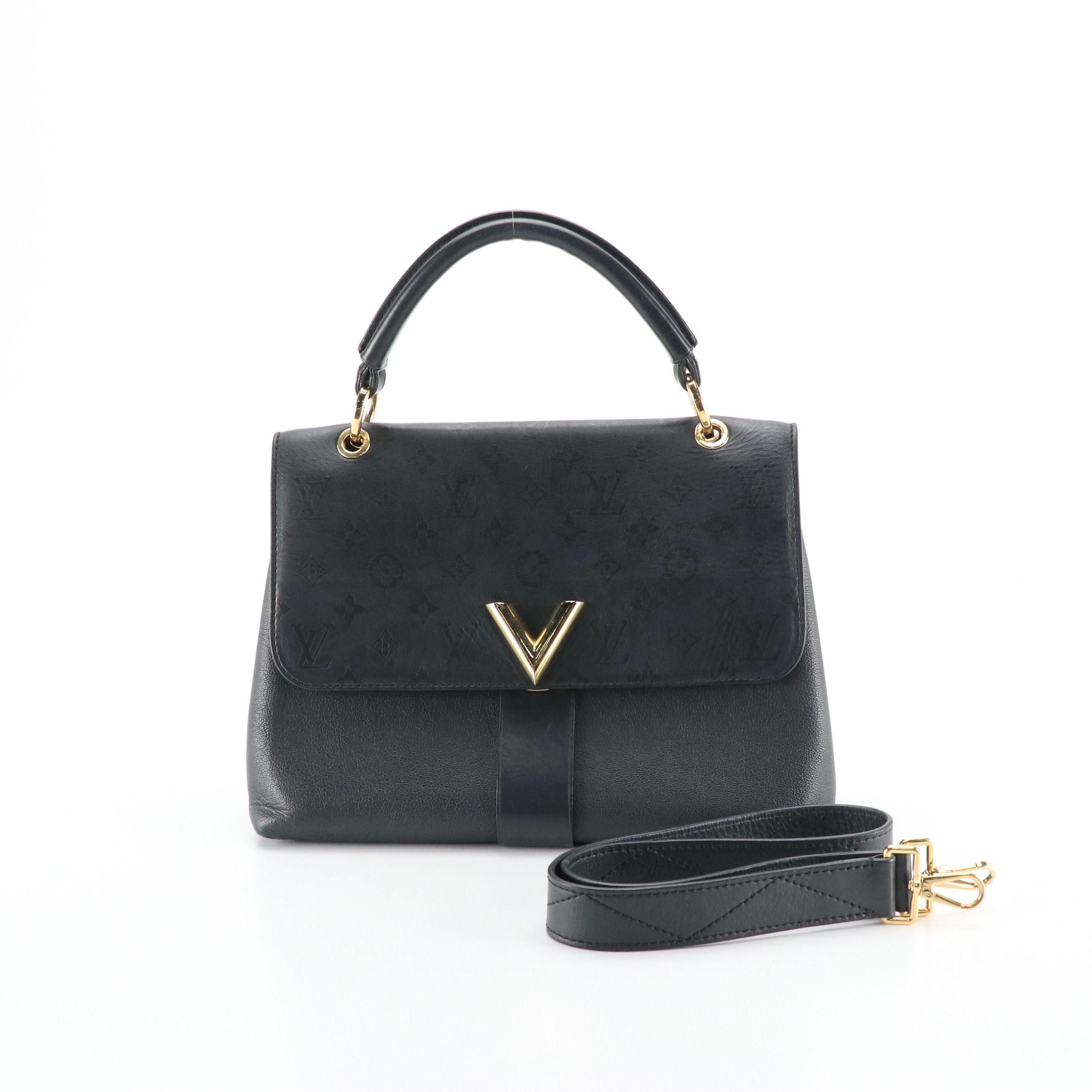 Louis Vuitton Very One Handle Bag in Black Calfskin Leather