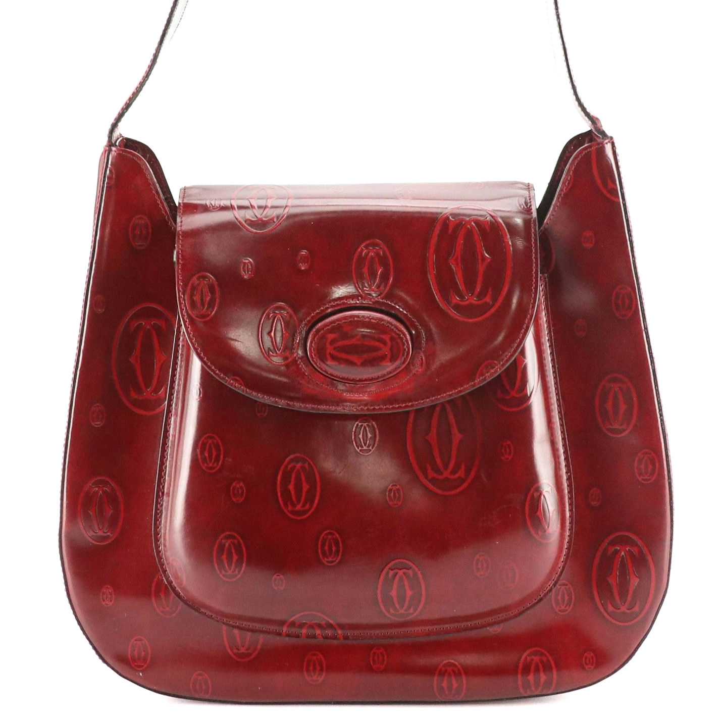 Cartier "Happy Birthday" Hobo Shoulder Bag in Embossed Bordeaux Leather
