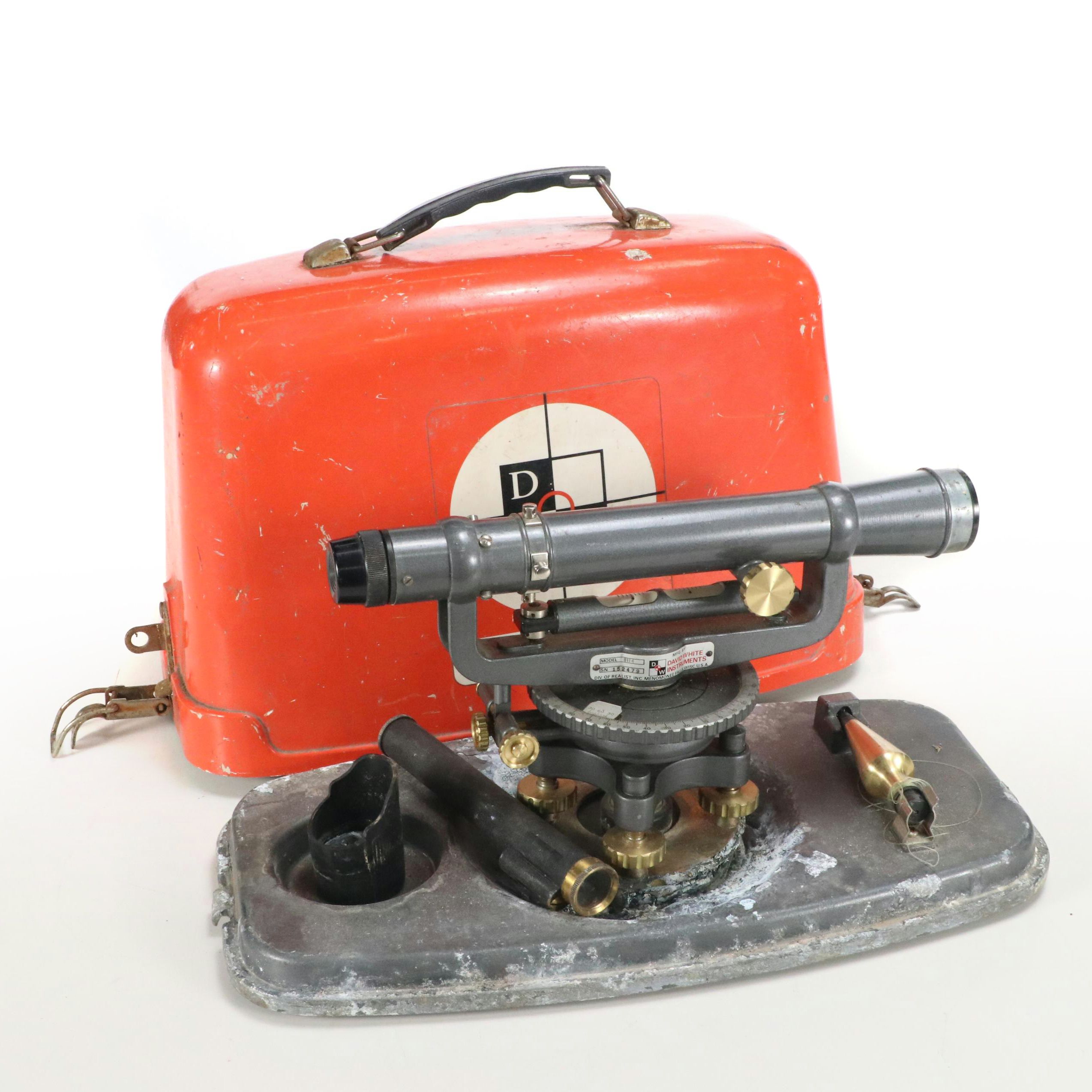 David White Instruments Transit Survey Level with Carrying Case, Mid-20th C.