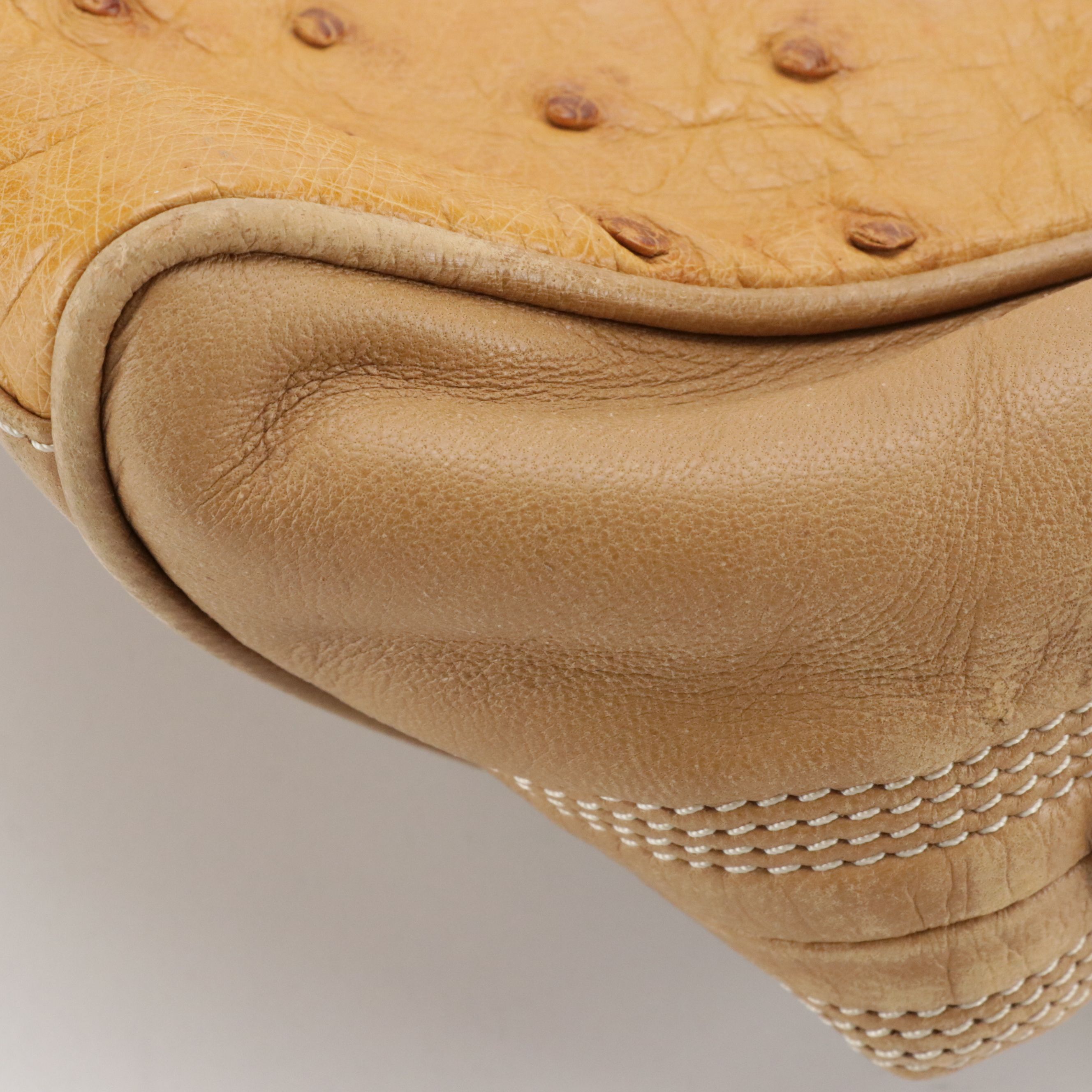 Loewe Mini Zip-Around Boston Bag in Beige Lambskin and Ostrich Leather