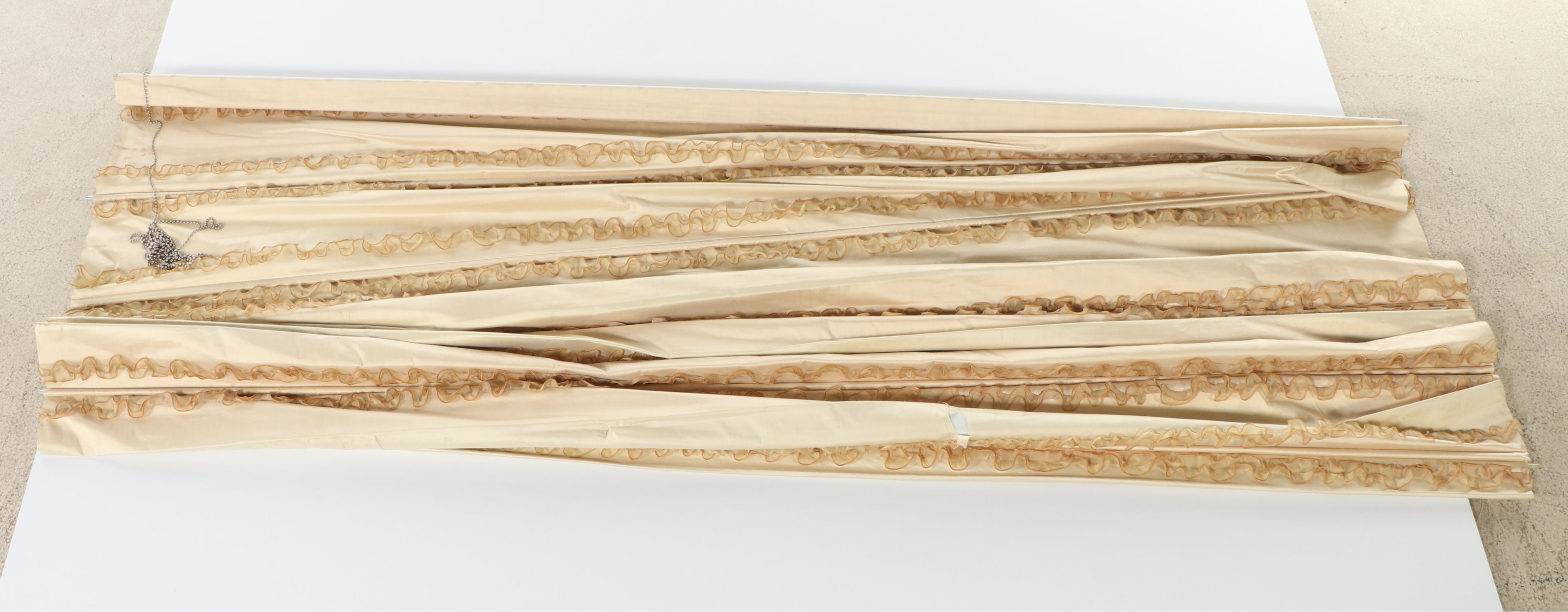 Buttercream Silk with Ruffled Organza Roman Blinds