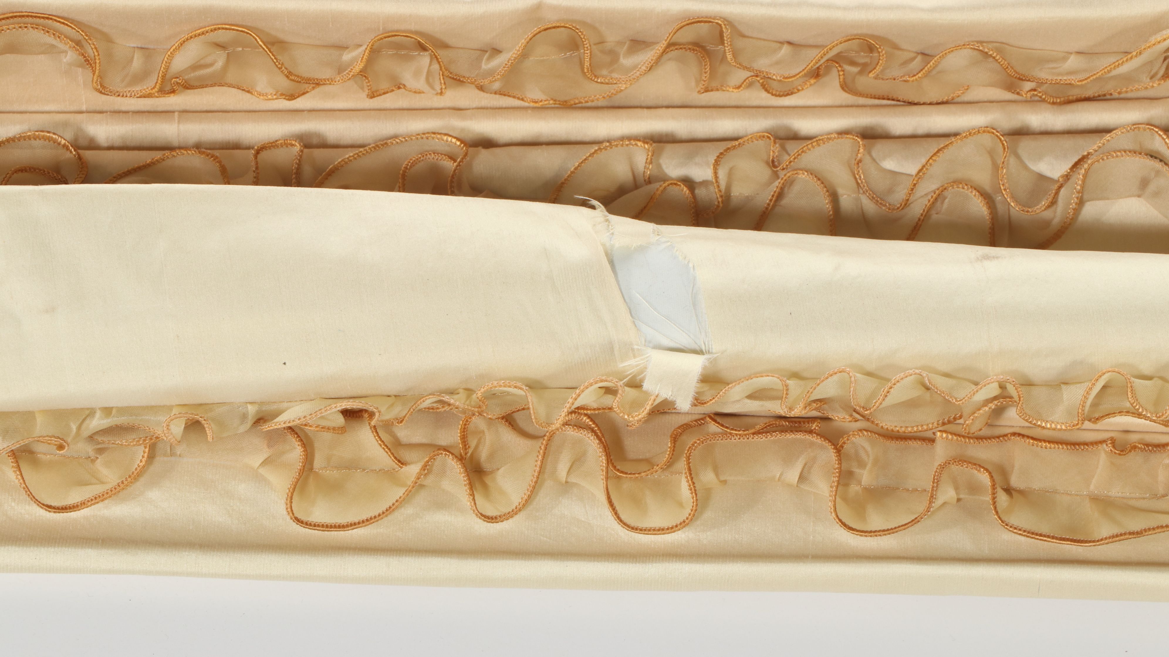 Buttercream Silk with Ruffled Organza Roman Blinds