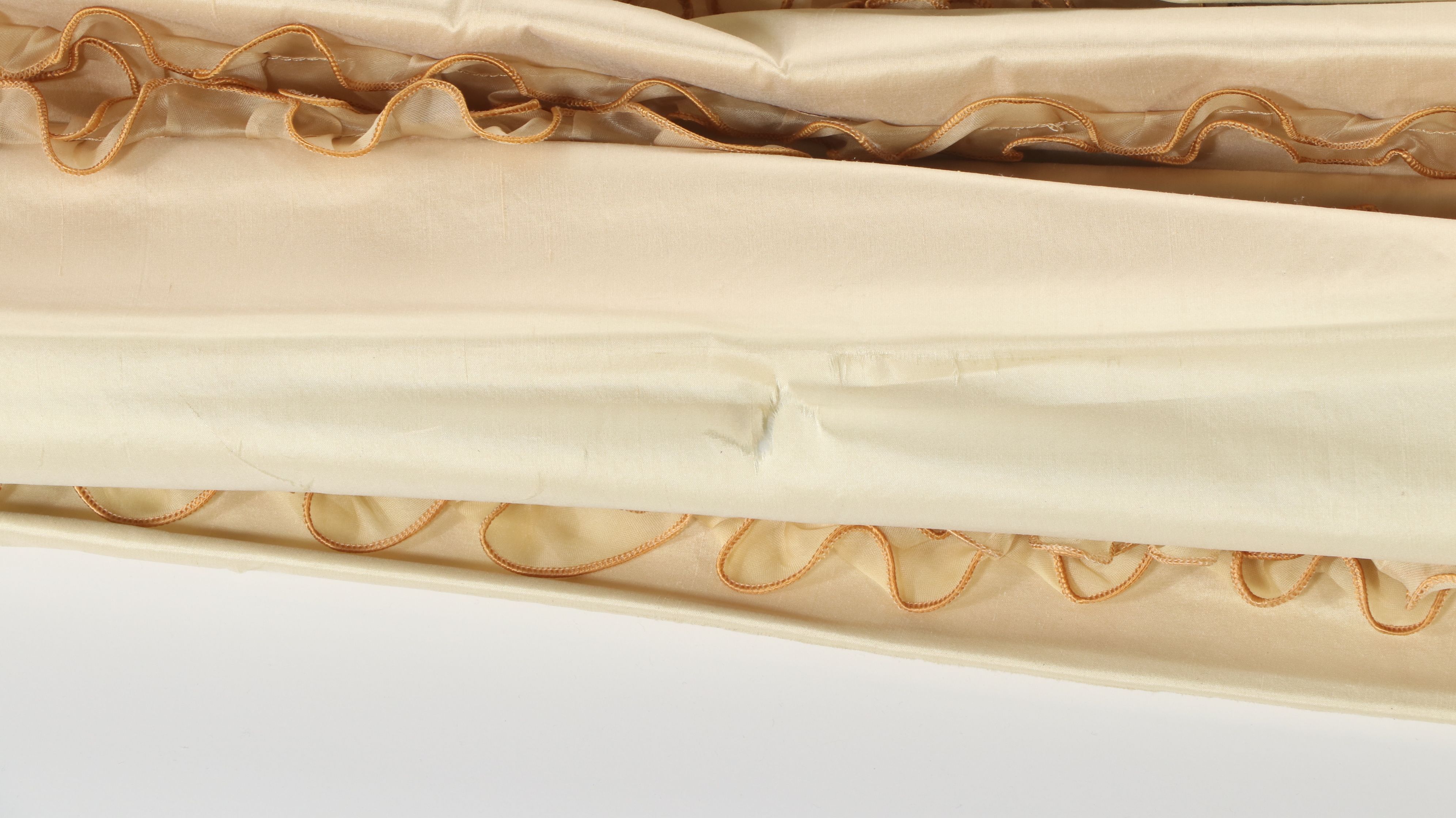 Buttercream Silk with Ruffled Organza Roman Blinds