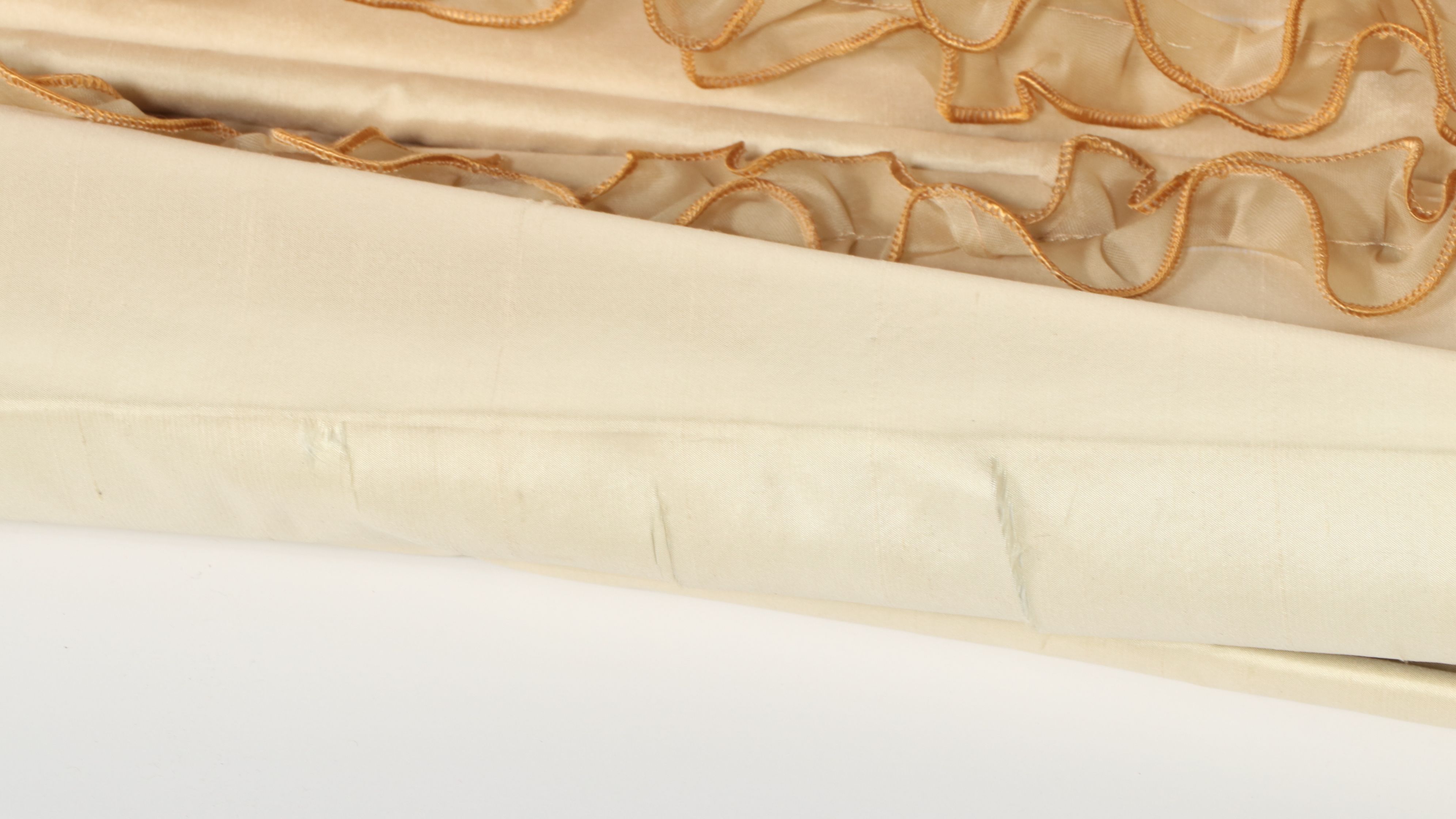 Buttercream Silk with Ruffled Organza Roman Blinds