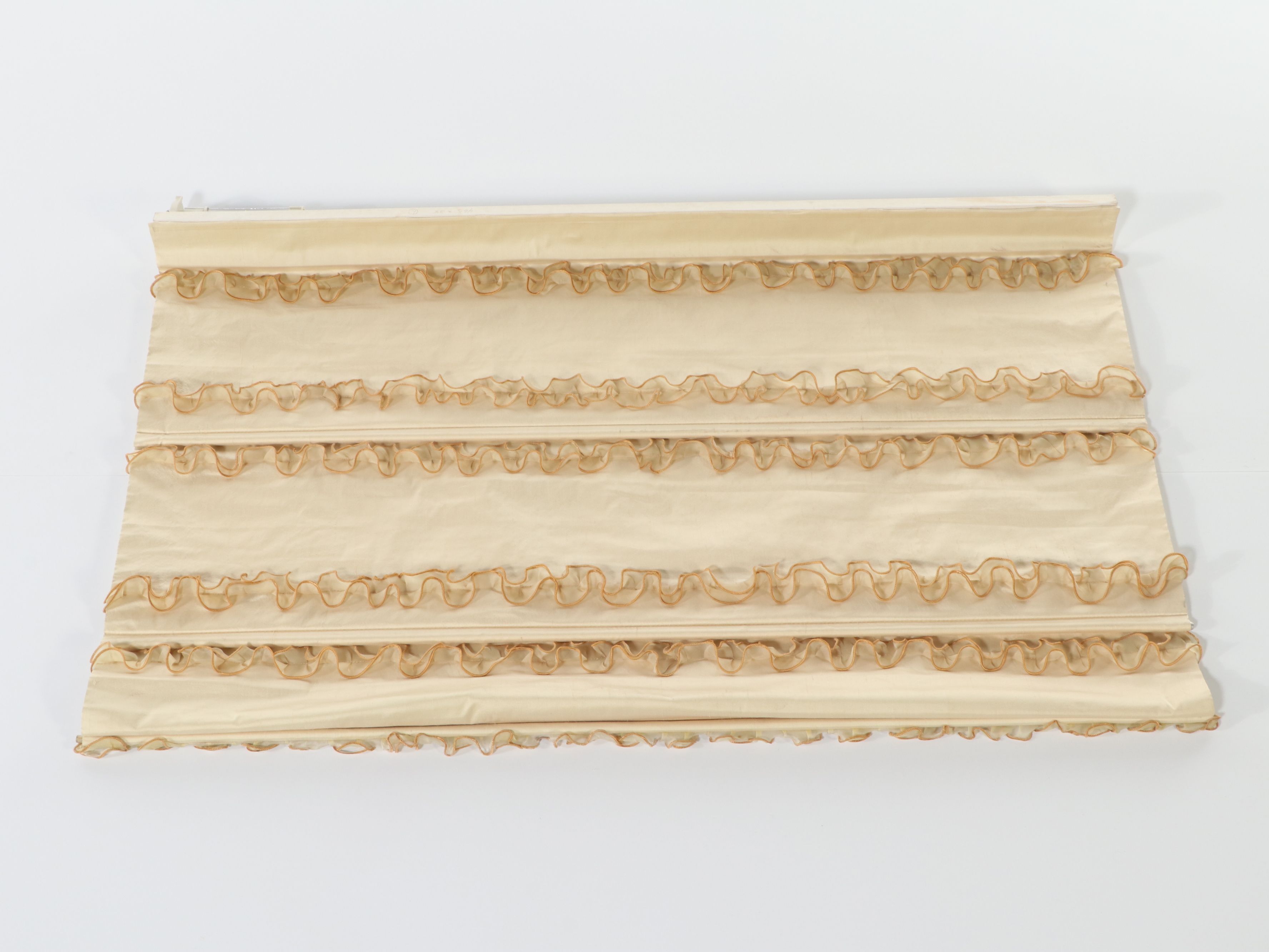 Buttercream Silk with Ruffled Organza Roman Blinds